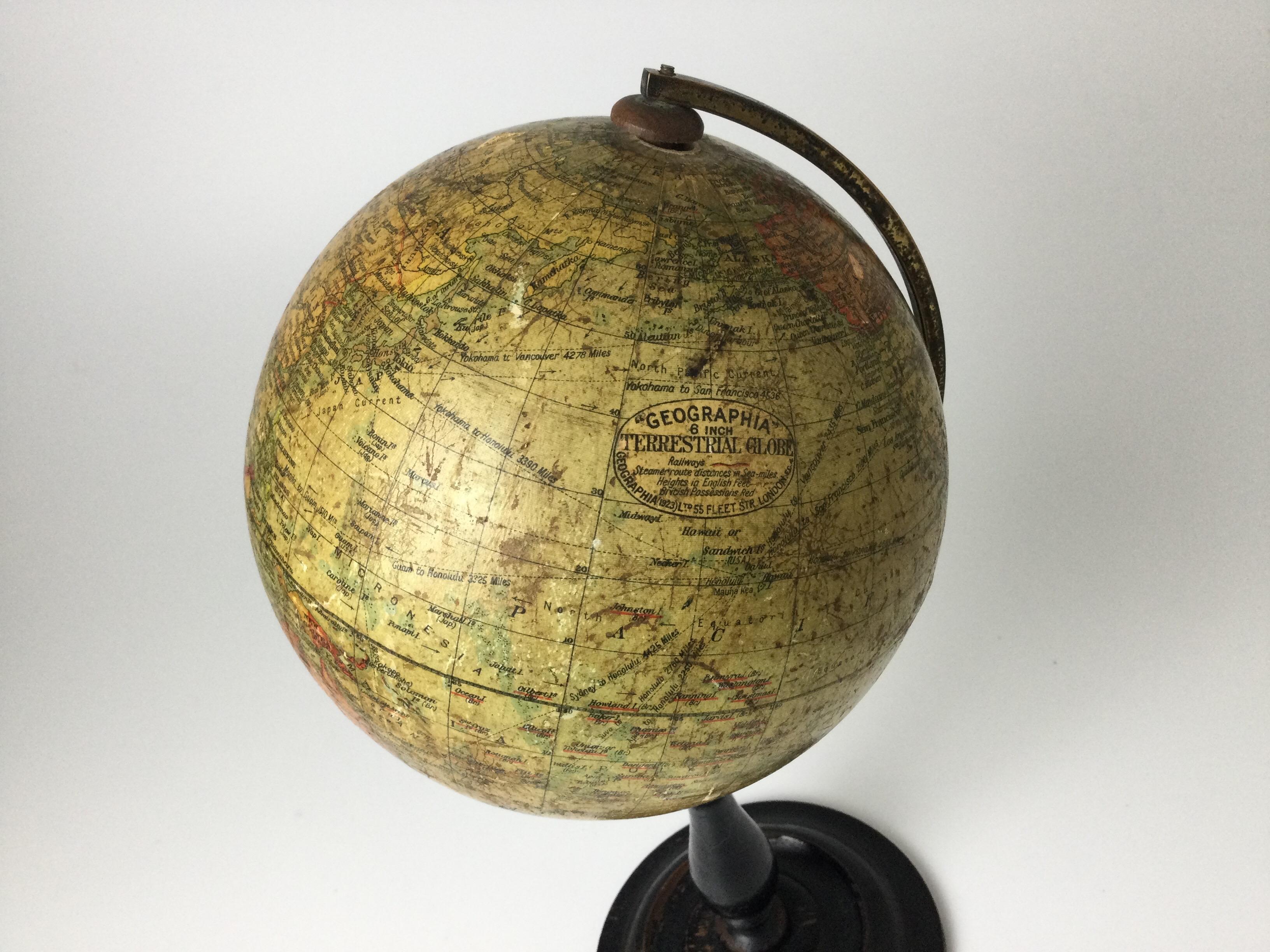 English Geographia 6 inch Terrestrial Globe London, 1923