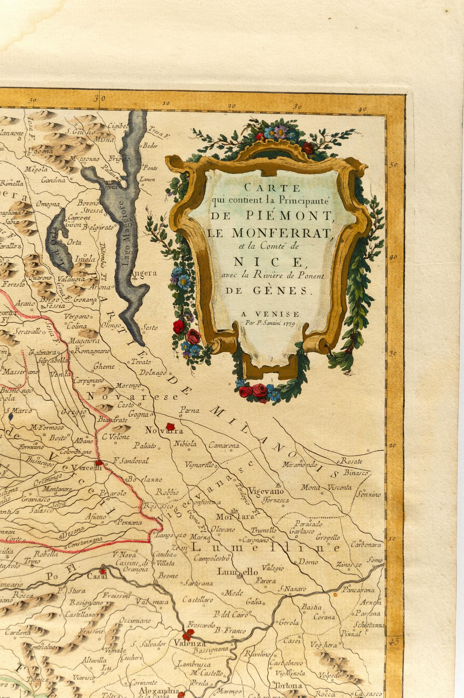 ST/609 - Interessante antike farbige Karte des Fürstentums Monaco in französischer Sprache: 