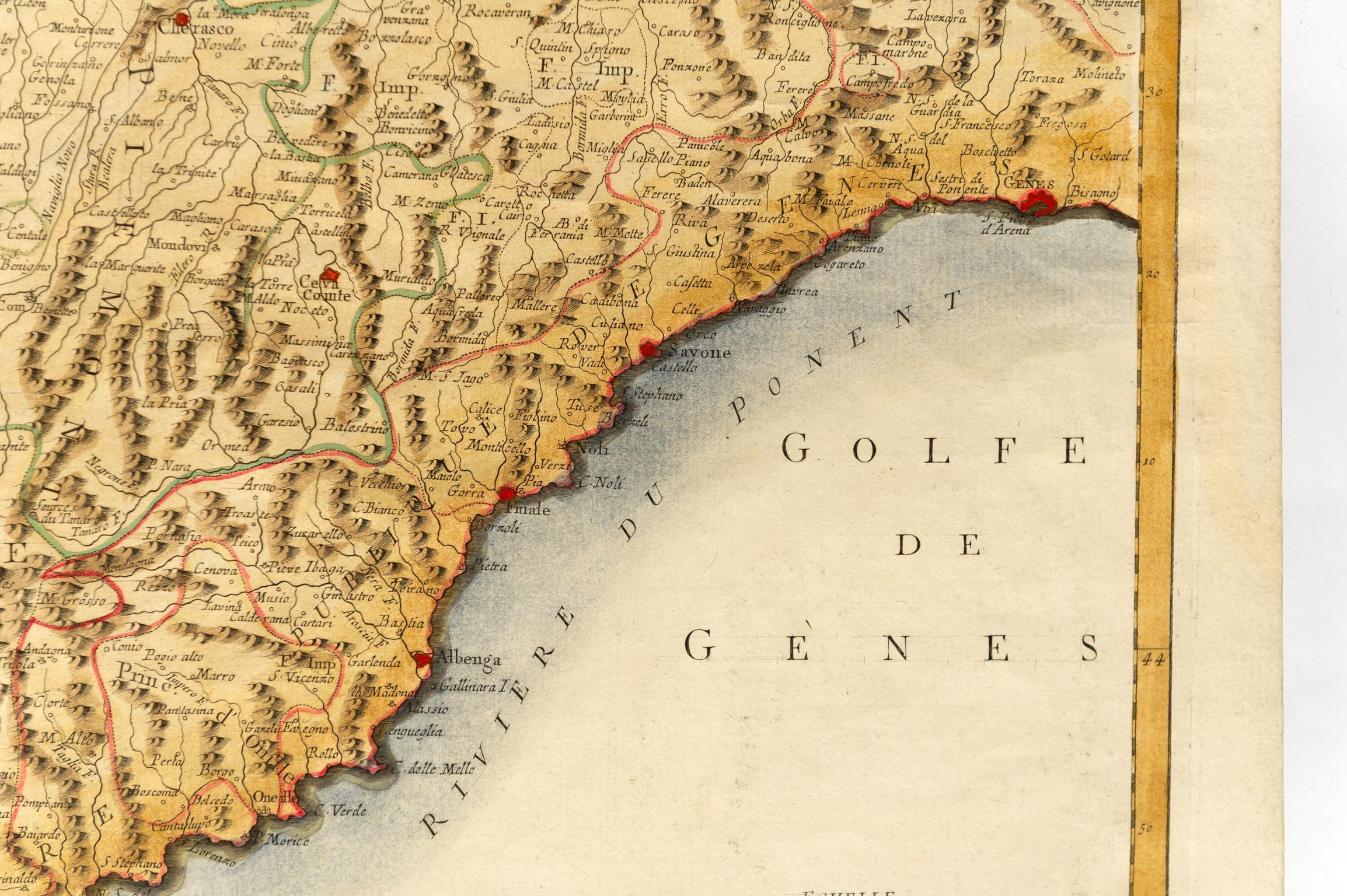 Geographicalische antike Karte der Haupthauptstadt Monaco (Italienisch) im Angebot