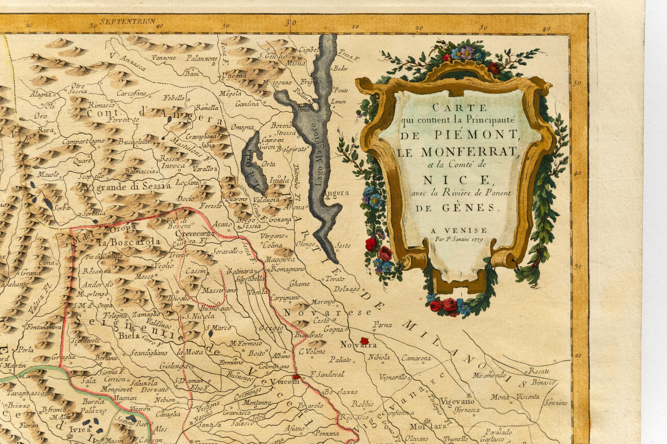 Italian Geographical Antique Map of Principality of Monaco For Sale