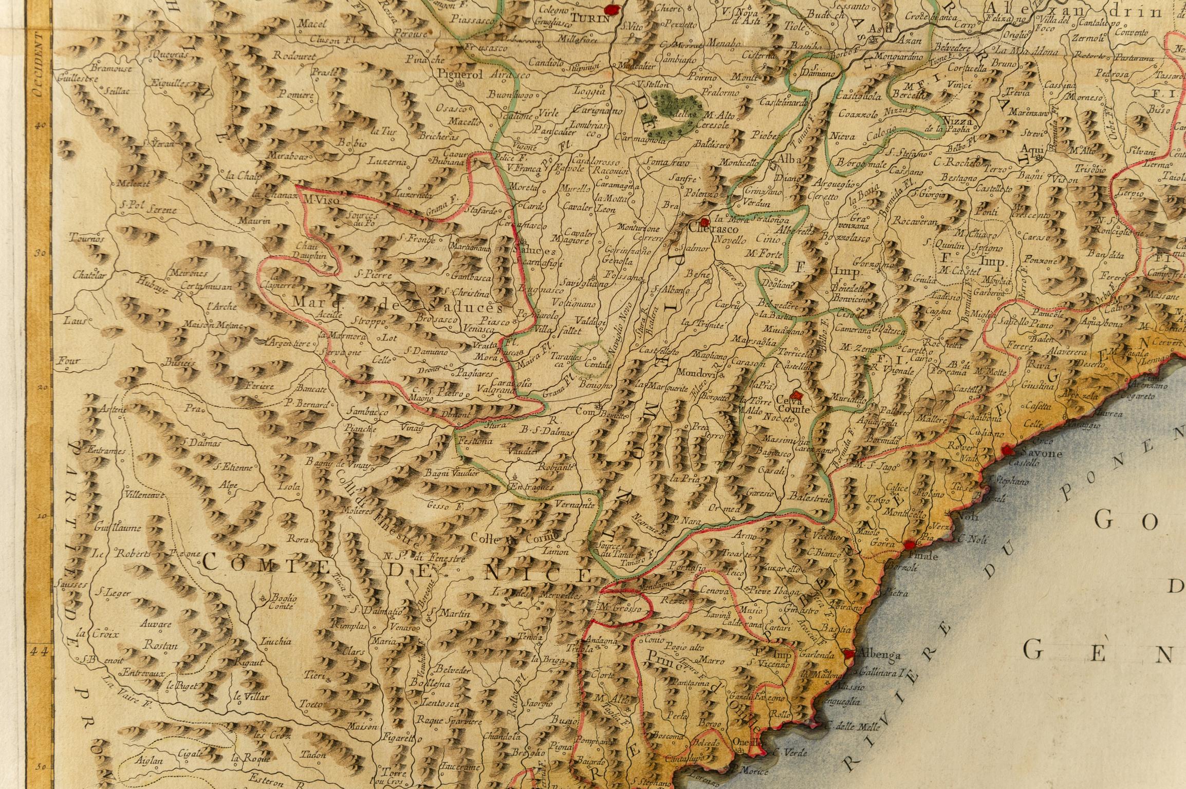 Carte géographique ancienne de la Principalité de Monaco Bon état - En vente à Alessandria, Piemonte