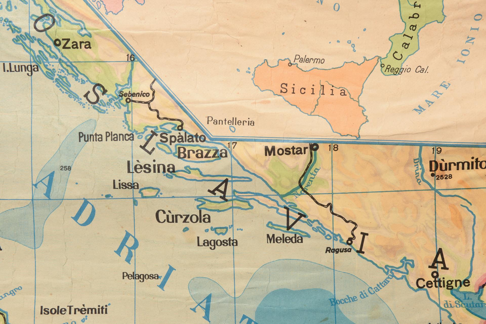 Carta Mappa geografica dell'Italia in vendita