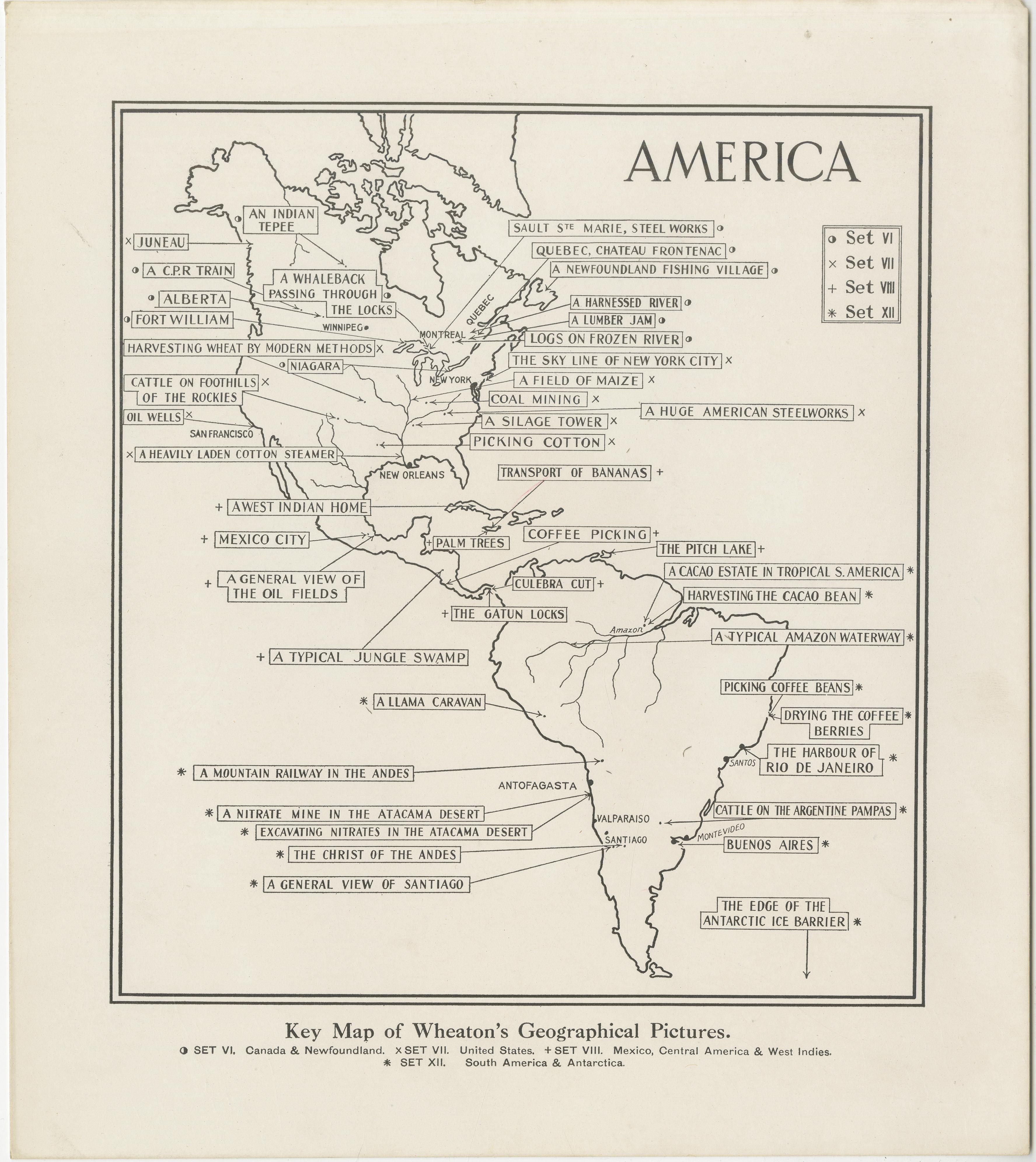 Cuadros Geográficos de EE.UU. - Set VII de A. Wheaton & Co., ca. 1929

Un juego completo de tarjetas ilustradas educativas titulado Imágenes geográficas - Juego VII: Los Estados Unidos de América, publicado hacia 1929 por A. Wheaton & Co., Exeter,