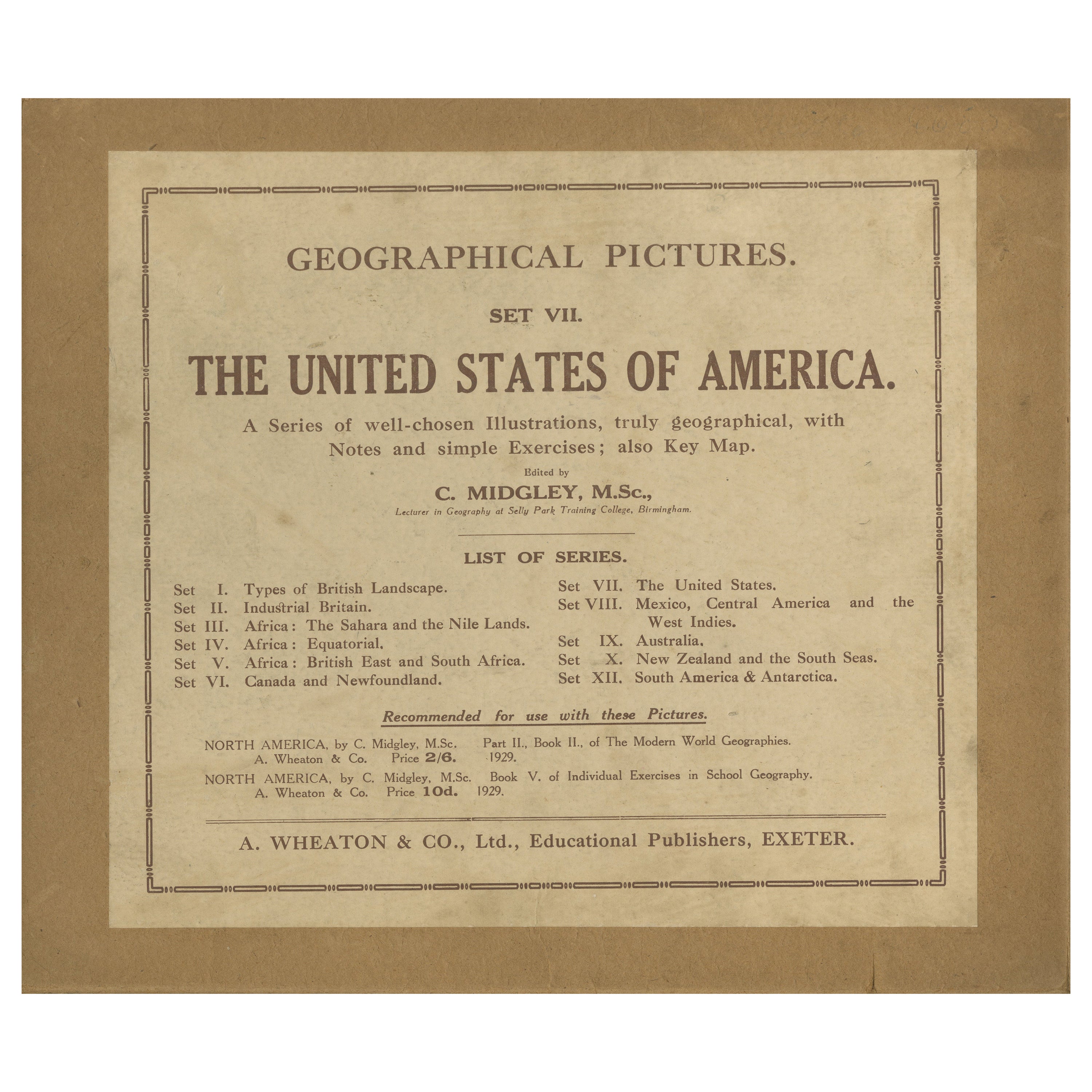 Cuadros Geográficos de EE.UU. - Set VII de A. Wheaton & Co., ca. 1929 en venta