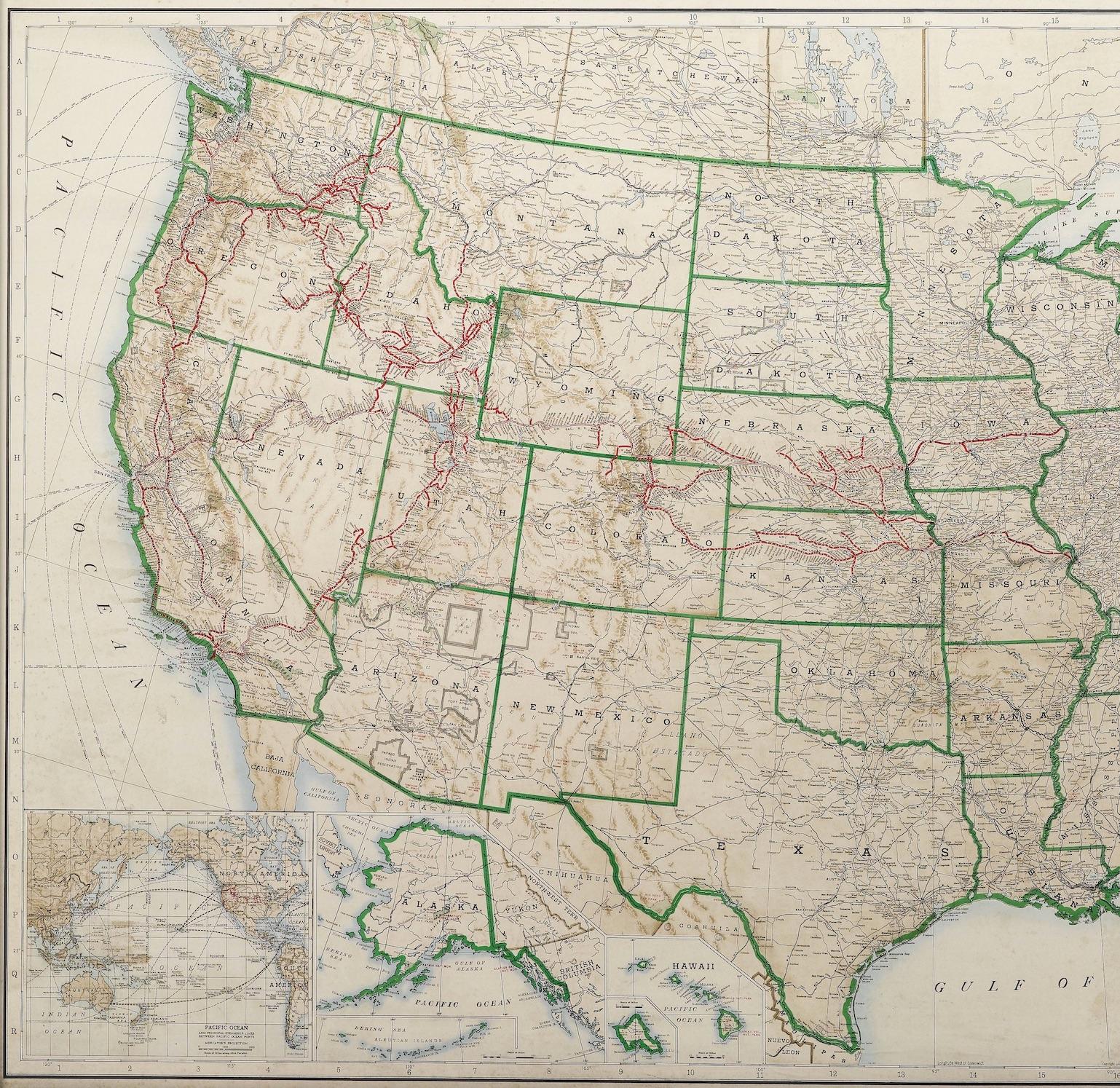 This large map of the United States was issued by Rand McNally and Company on behalf of the Union Pacific Railroad. The map embraces the whole of the United States, illustrating the routes of the Union Pacific Railroad and its many subsidiaries.