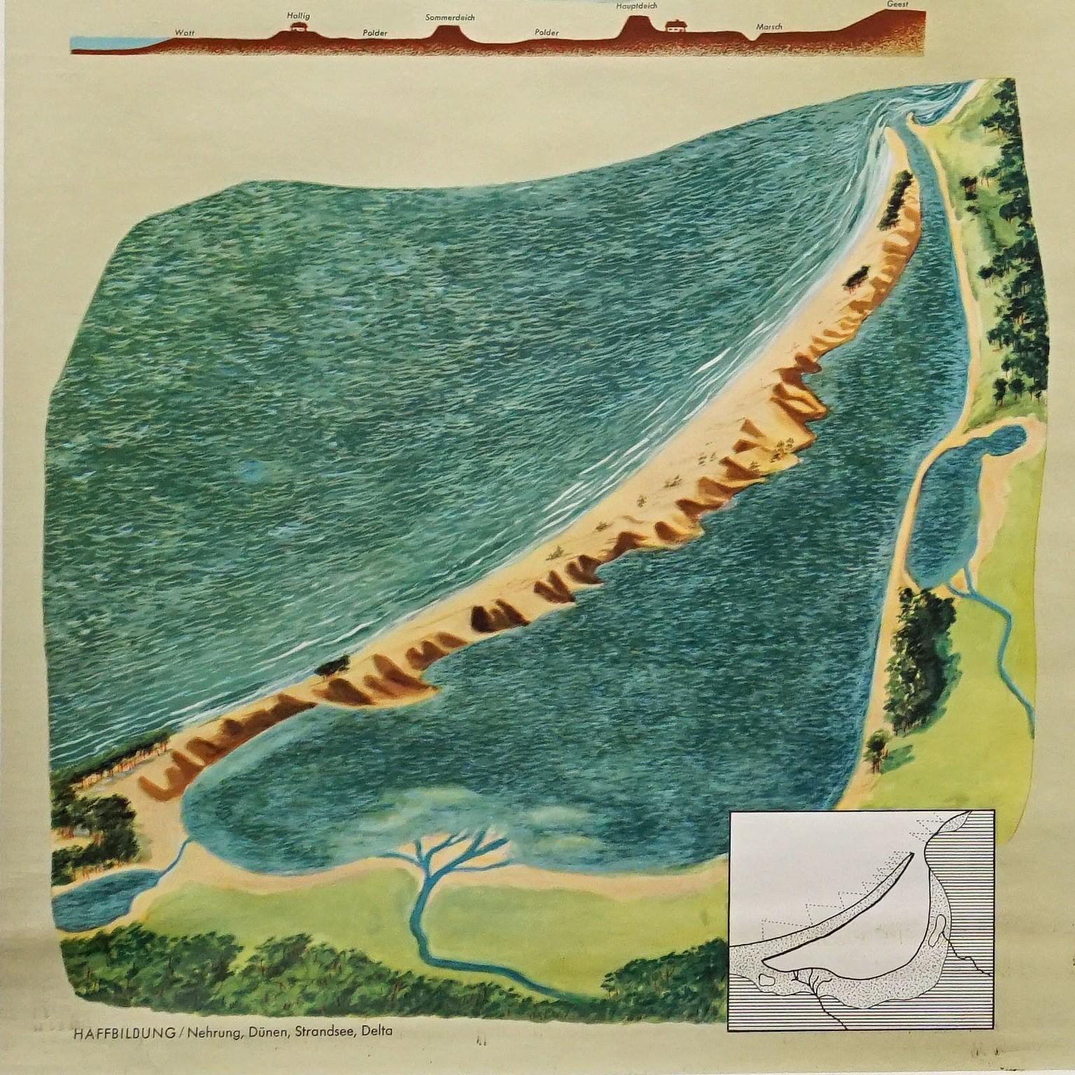 Superficie terrestre geologica Isola vulcanica Fiordo Murale Carta da parete arrotolabile In condizioni buone in vendita a Berghuelen, DE