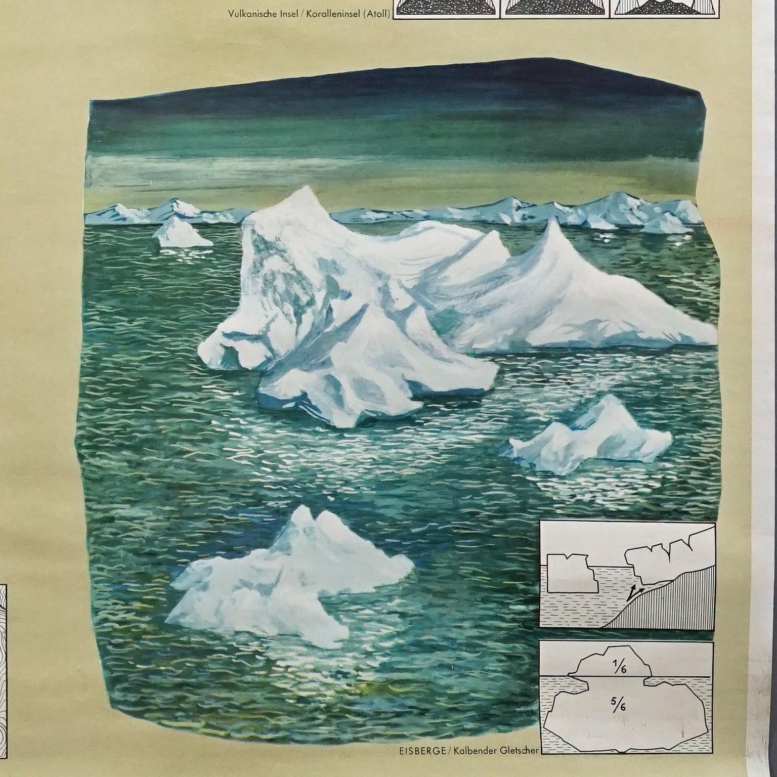 Geologische Erdoberfläche Vulkaninsel Fjord Wandteppich Rollbar (Leinwand) im Angebot