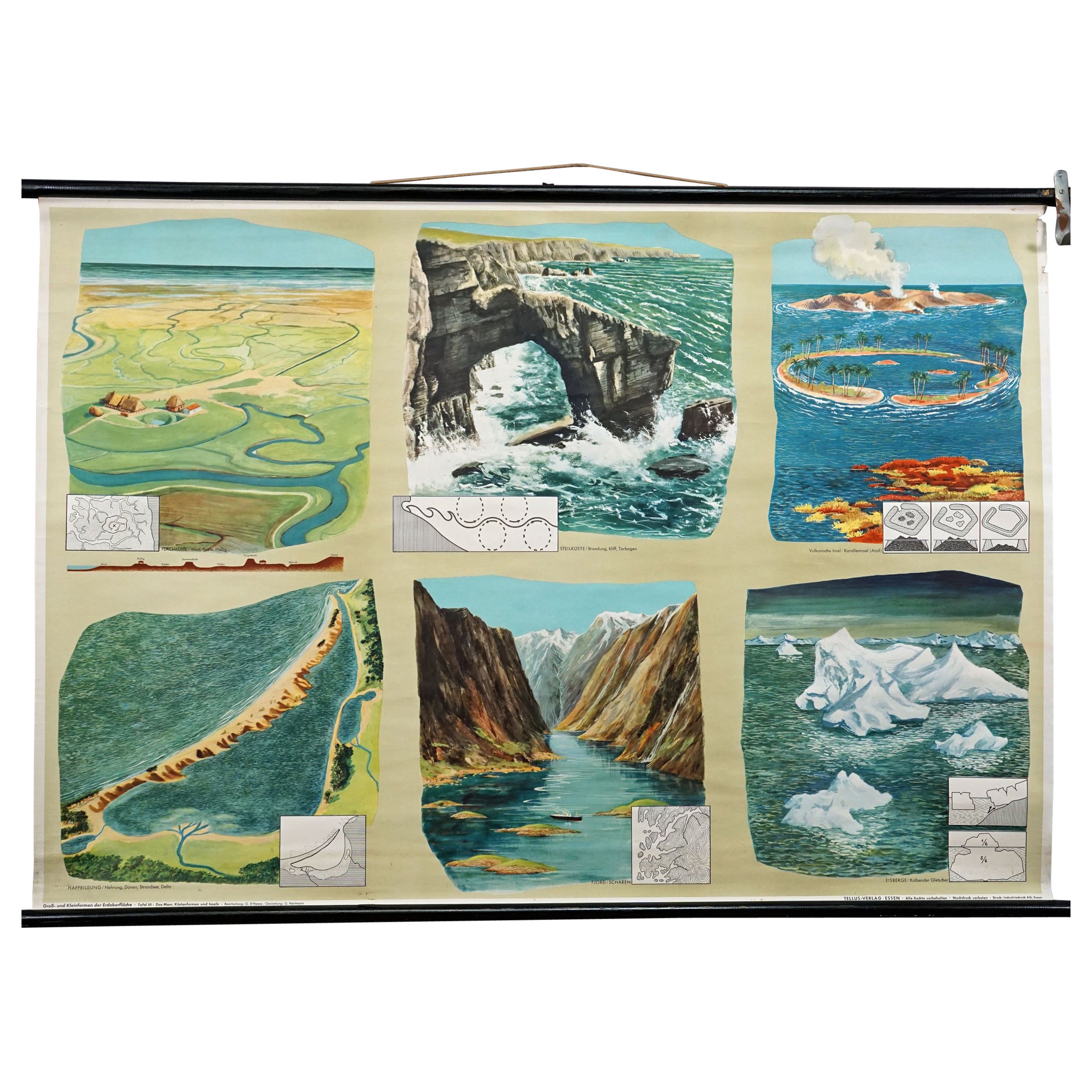 Geologische Erdoberfläche Vulkaninsel Fjord Wandteppich Rollbar