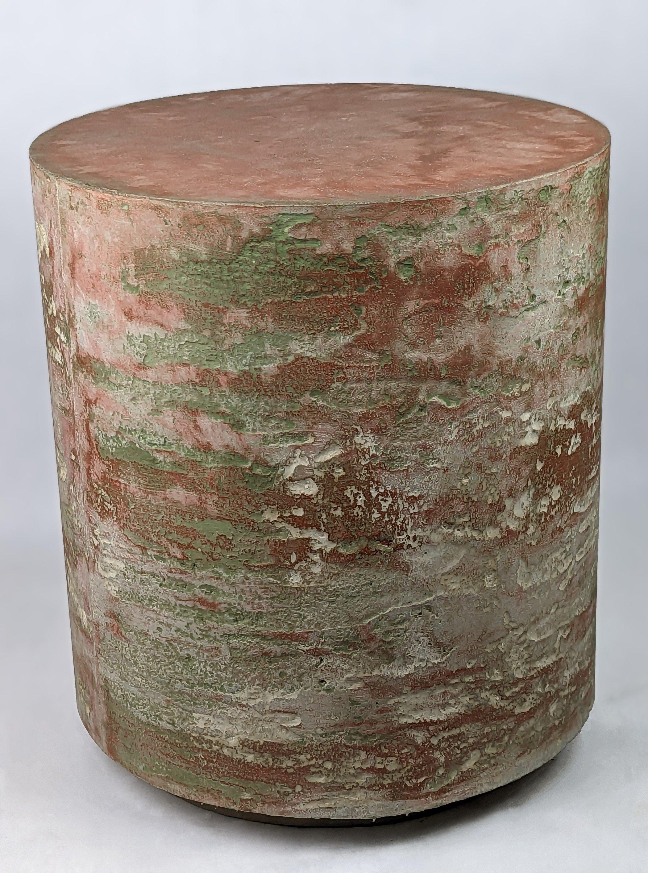 Other Geological Light MTO Red and Green Concrete Art Stool, 'Lichen on Mars' For Sale