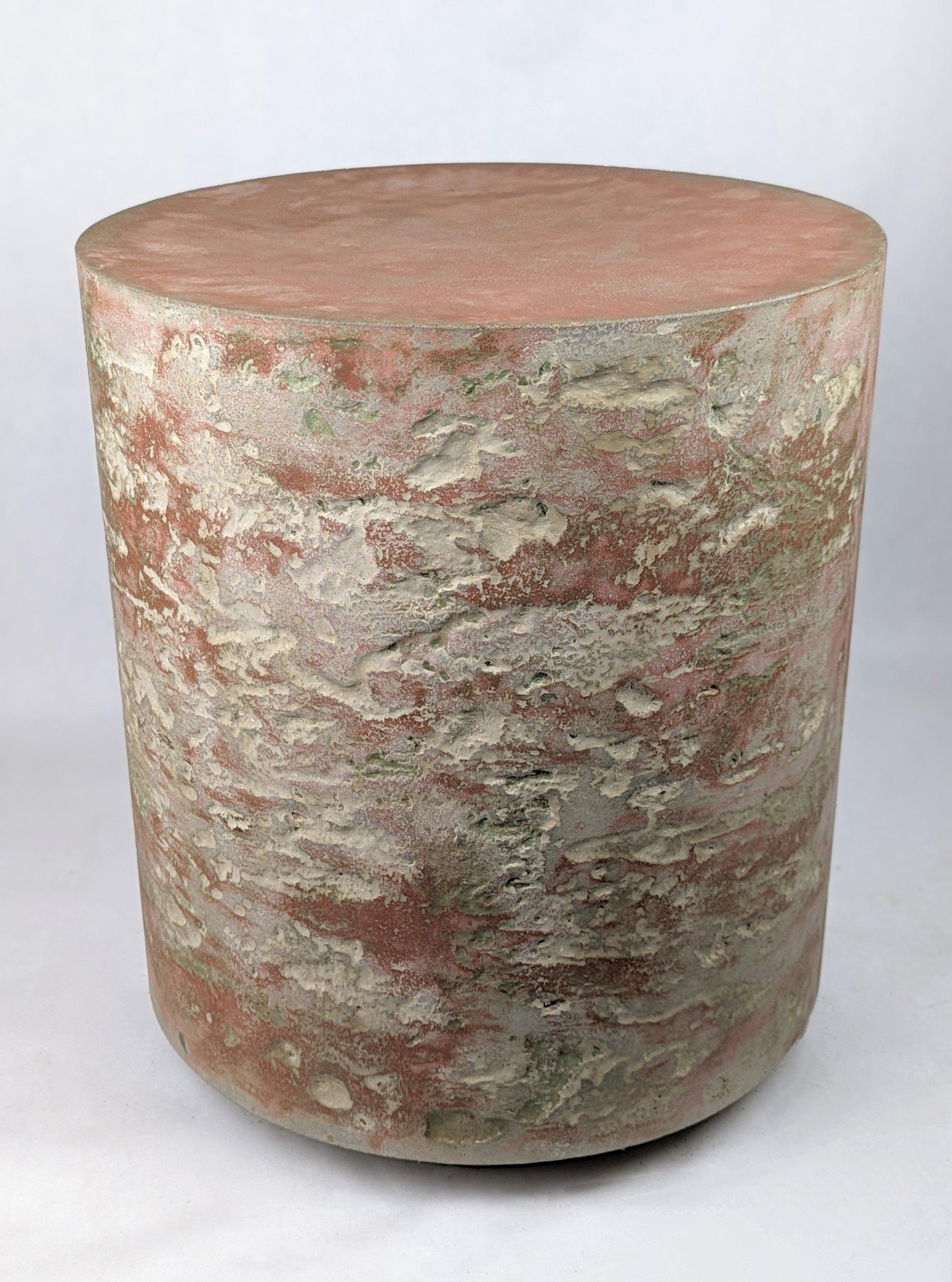 American Geological Light MTO Red and Green Concrete Art Stool, 'Lichen on Mars' For Sale