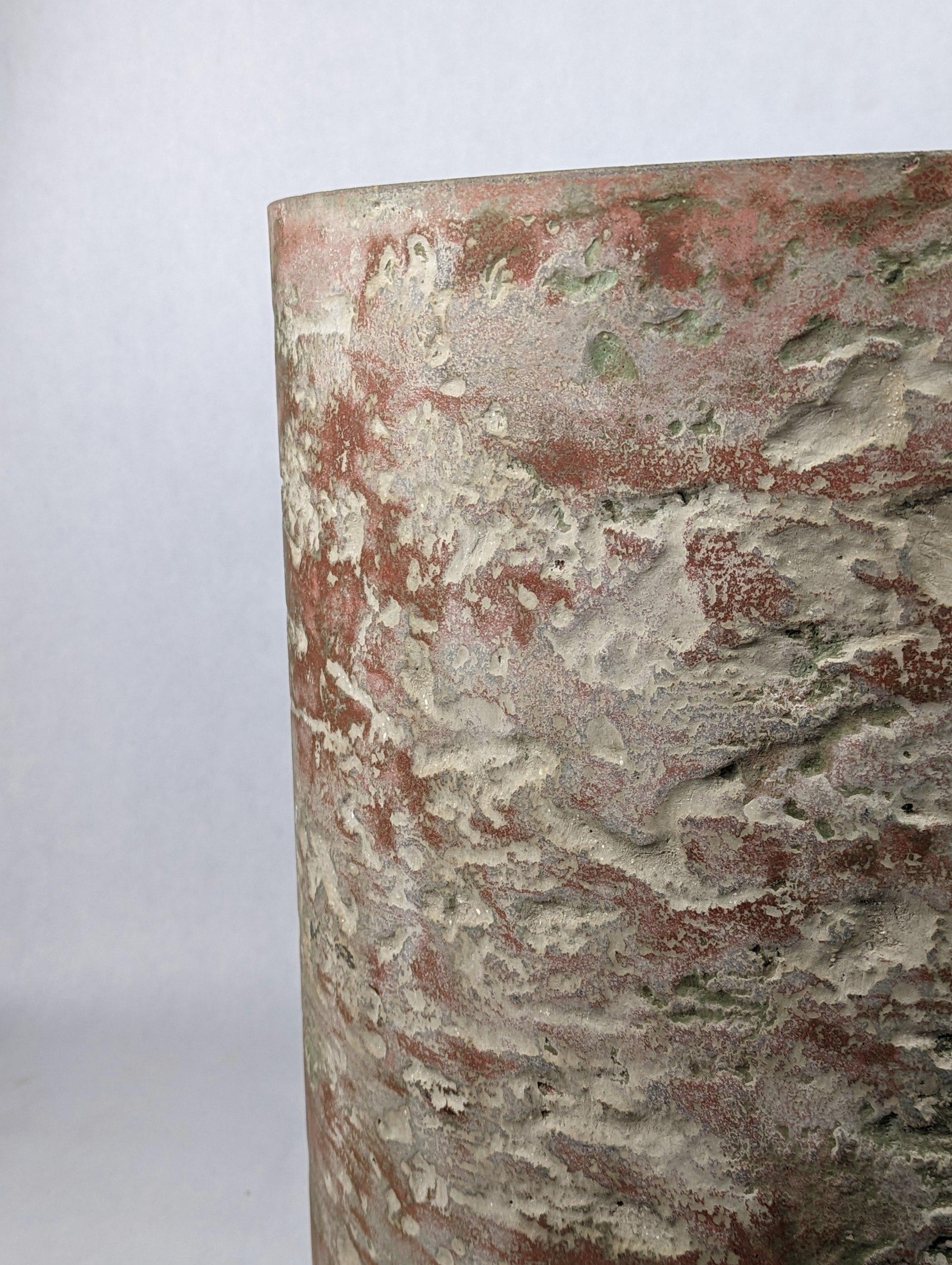 Cast Geological Light MTO Red and Green Concrete Art Stool, 'Lichen on Mars' For Sale