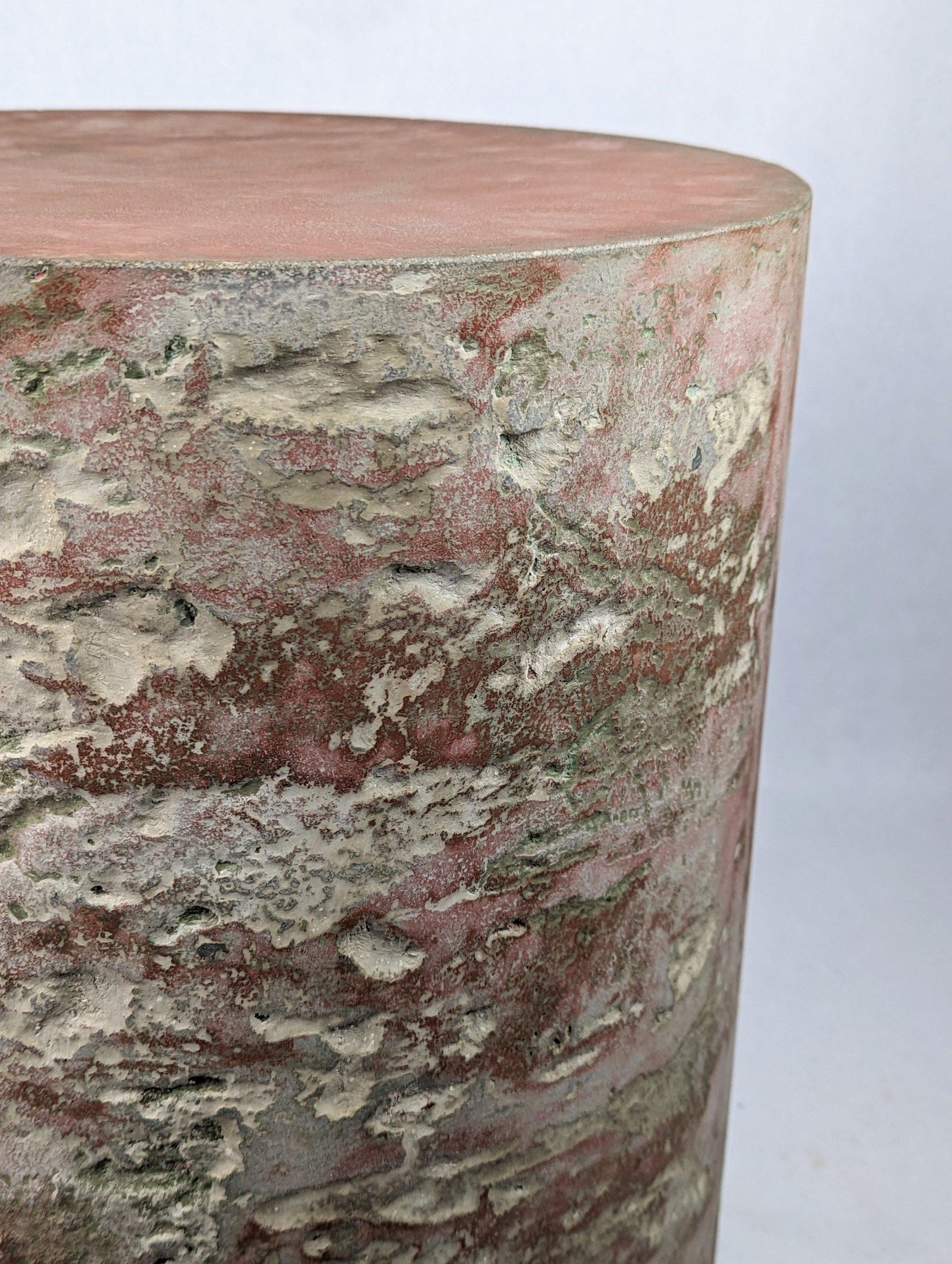 Geological Light MTO Red and Green Concrete Art Stool, 'Lichen on Mars' In New Condition For Sale In Cazadero, CA