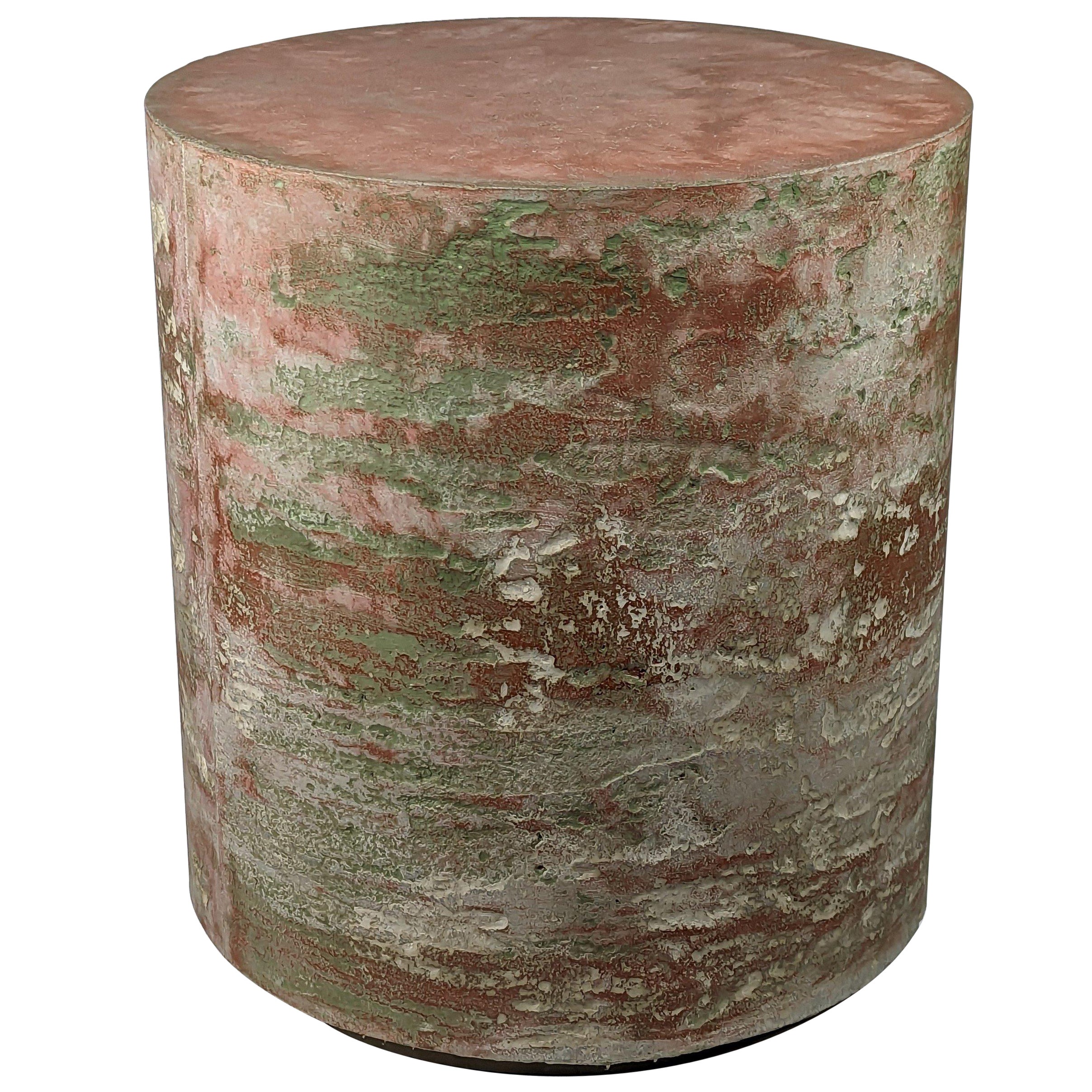 Geological Light MTO Red and Green Concrete Art Stool, 'Lichen on Mars' For Sale