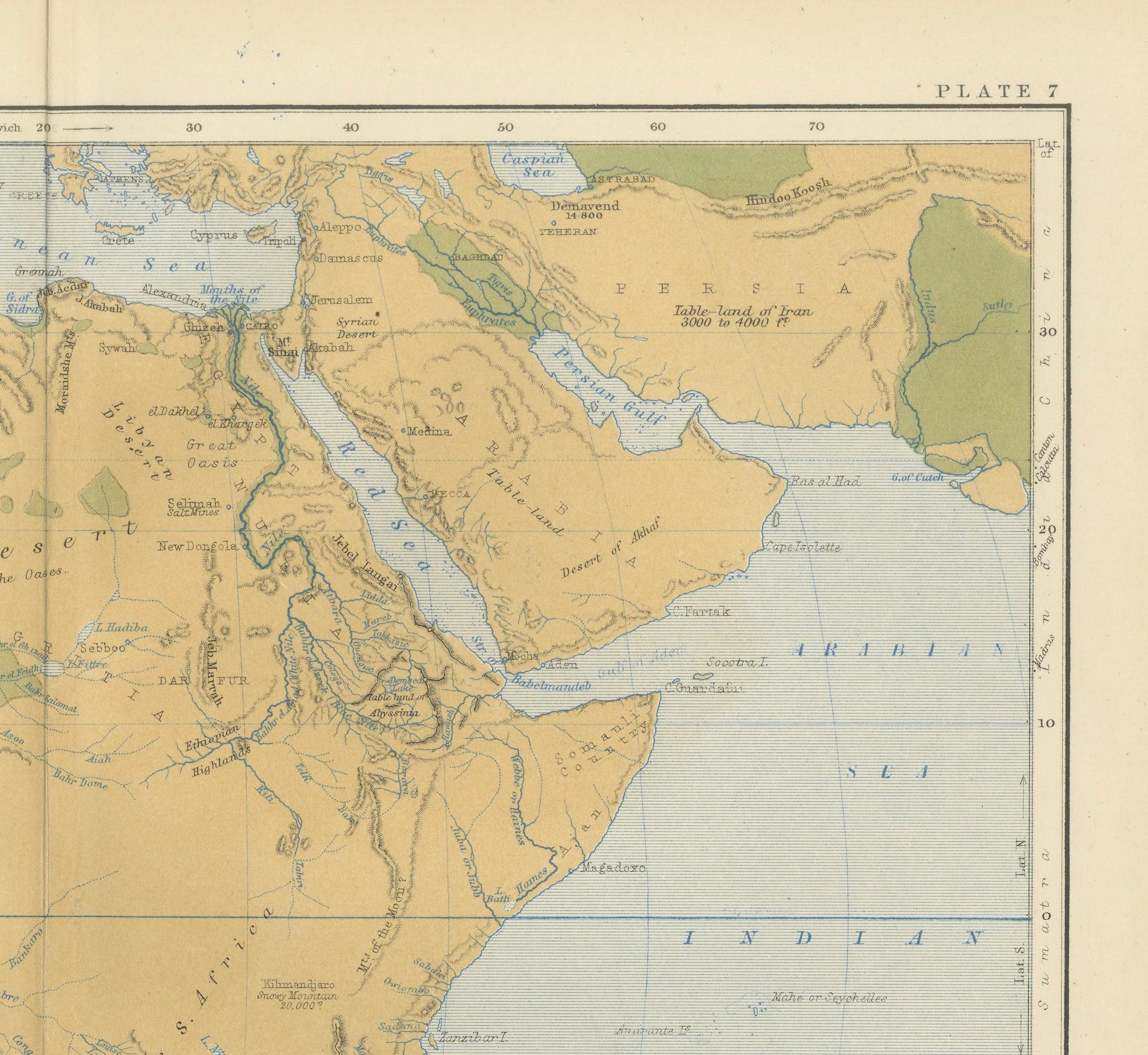Scottish Geological Map of Africa by A.K. Johnston – Mountains and Valleys 1852 For Sale