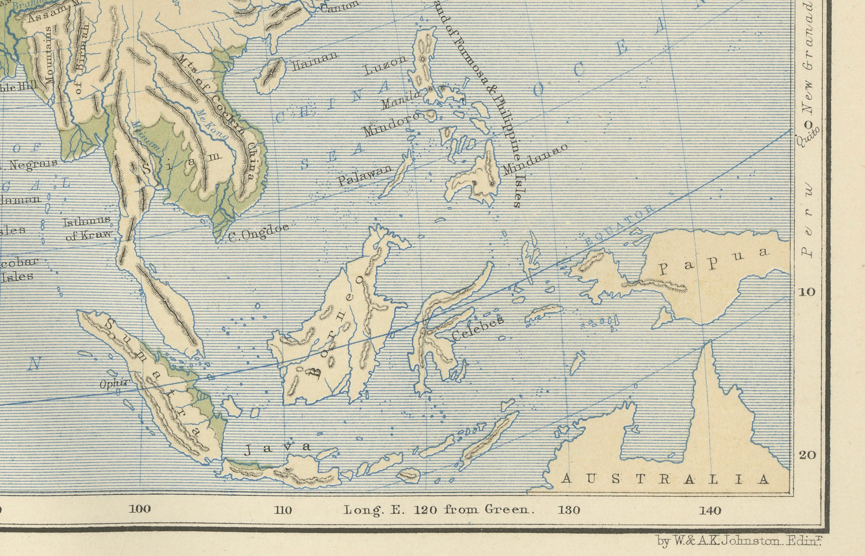 Geological Map of Asia by A.K. Johnston – Mountains and Valleys 1852 In Good Condition For Sale In Langweer, NL