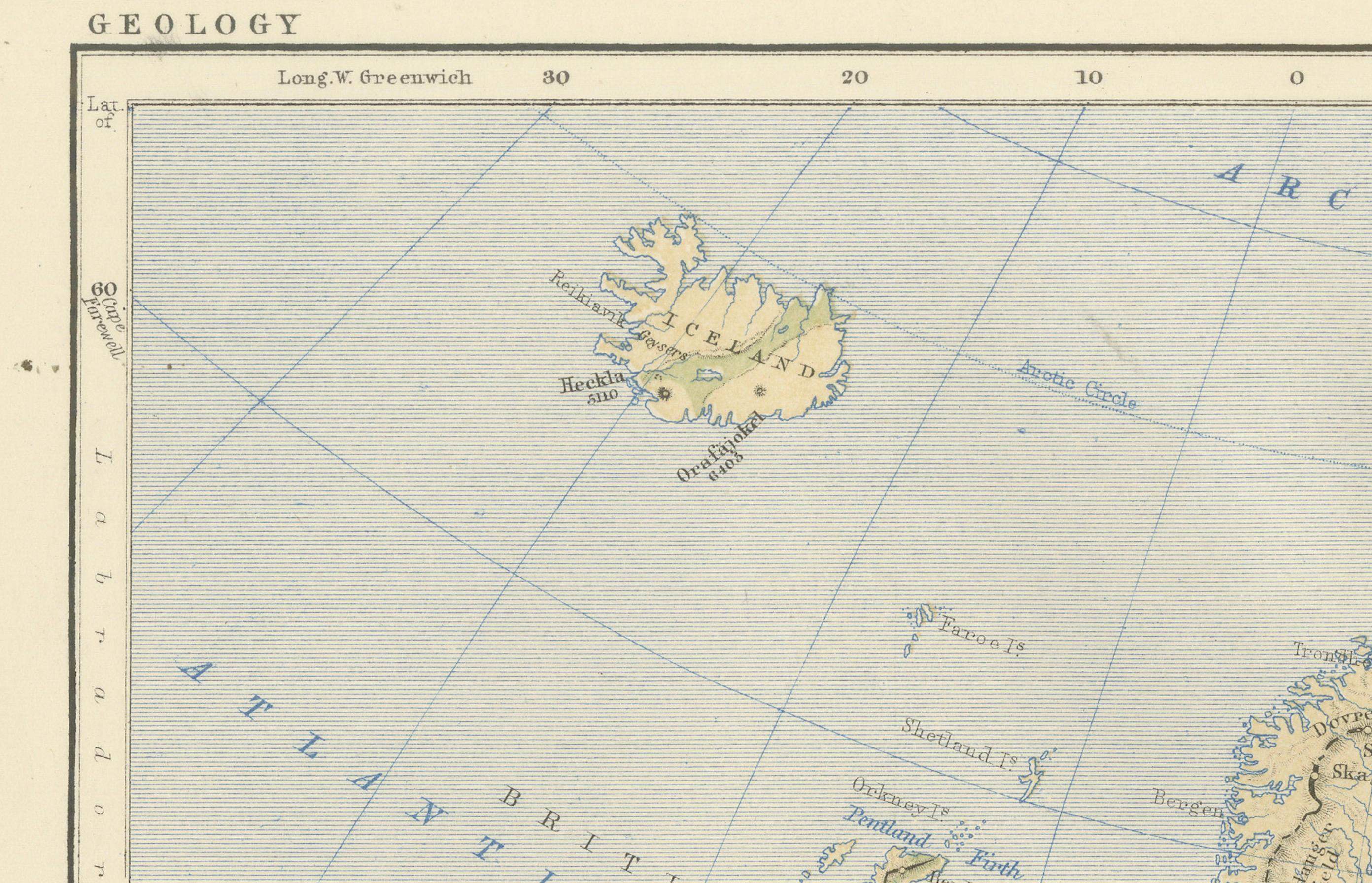 Geological Map of Europe by A.K. Johnston – Mountains and Valleys 1852

This elegant 1852 map titled 