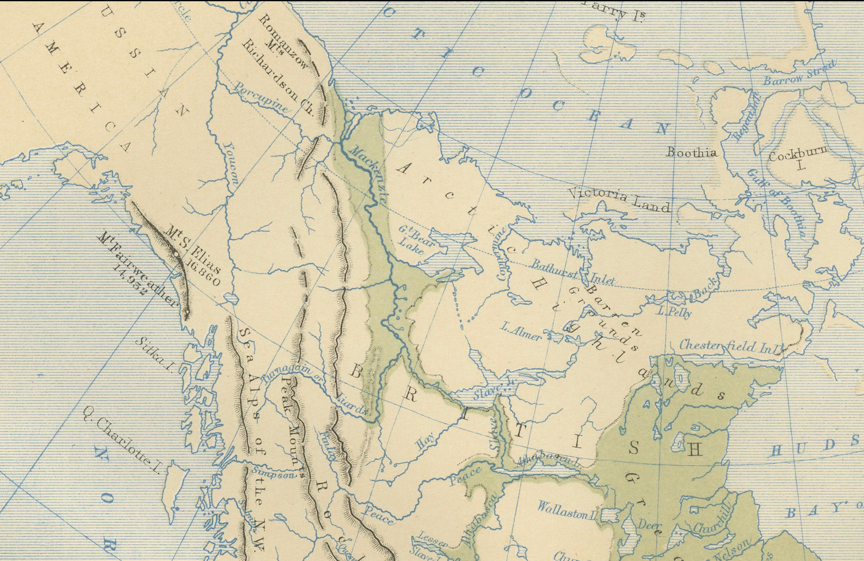 Geological Map of North America by A.K. Johnston – Mountains and Valleys 1852 For Sale 2