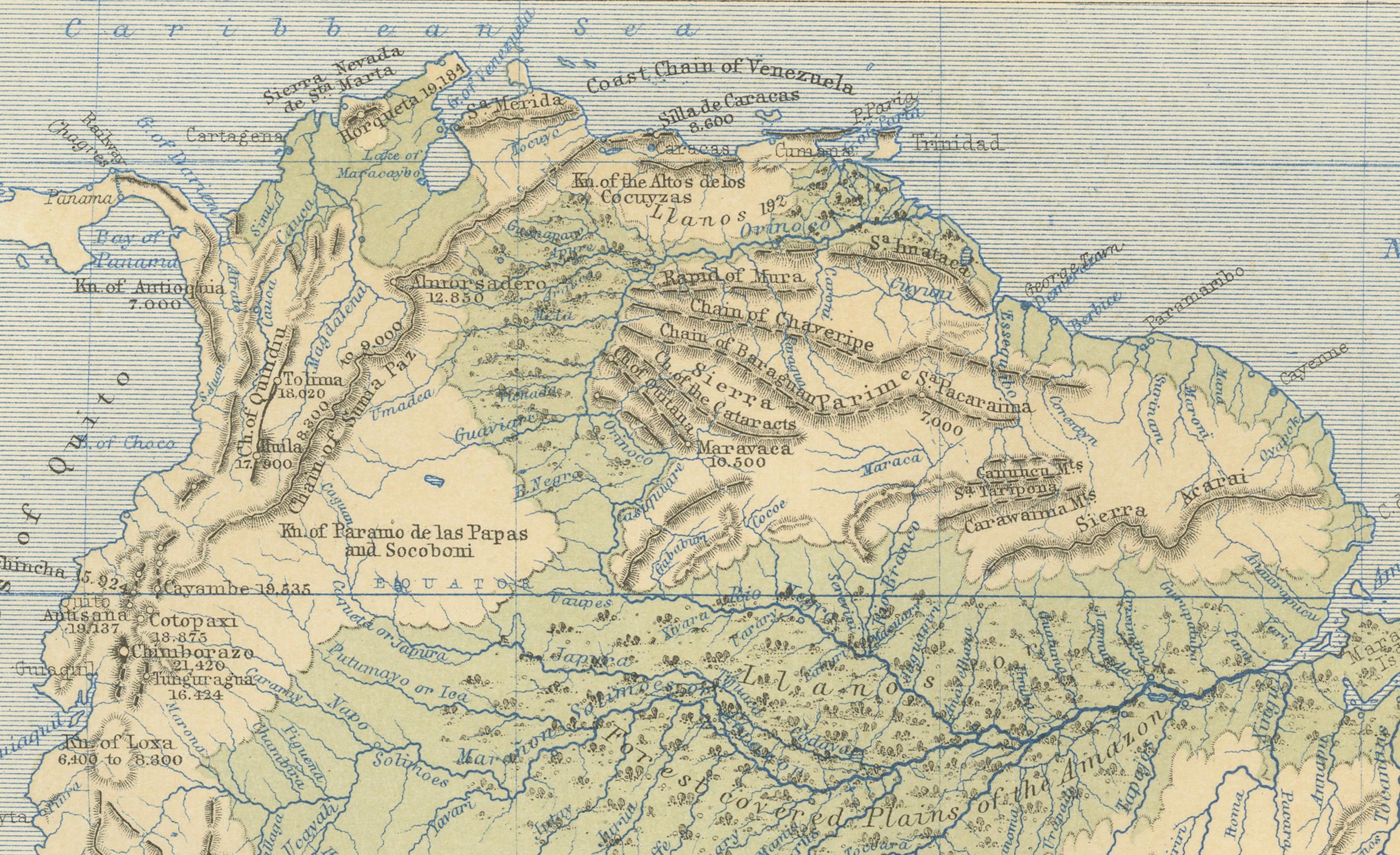 Geological Map of South America by A.K. Johnston – Mountains and Valleys 1852 For Sale 1