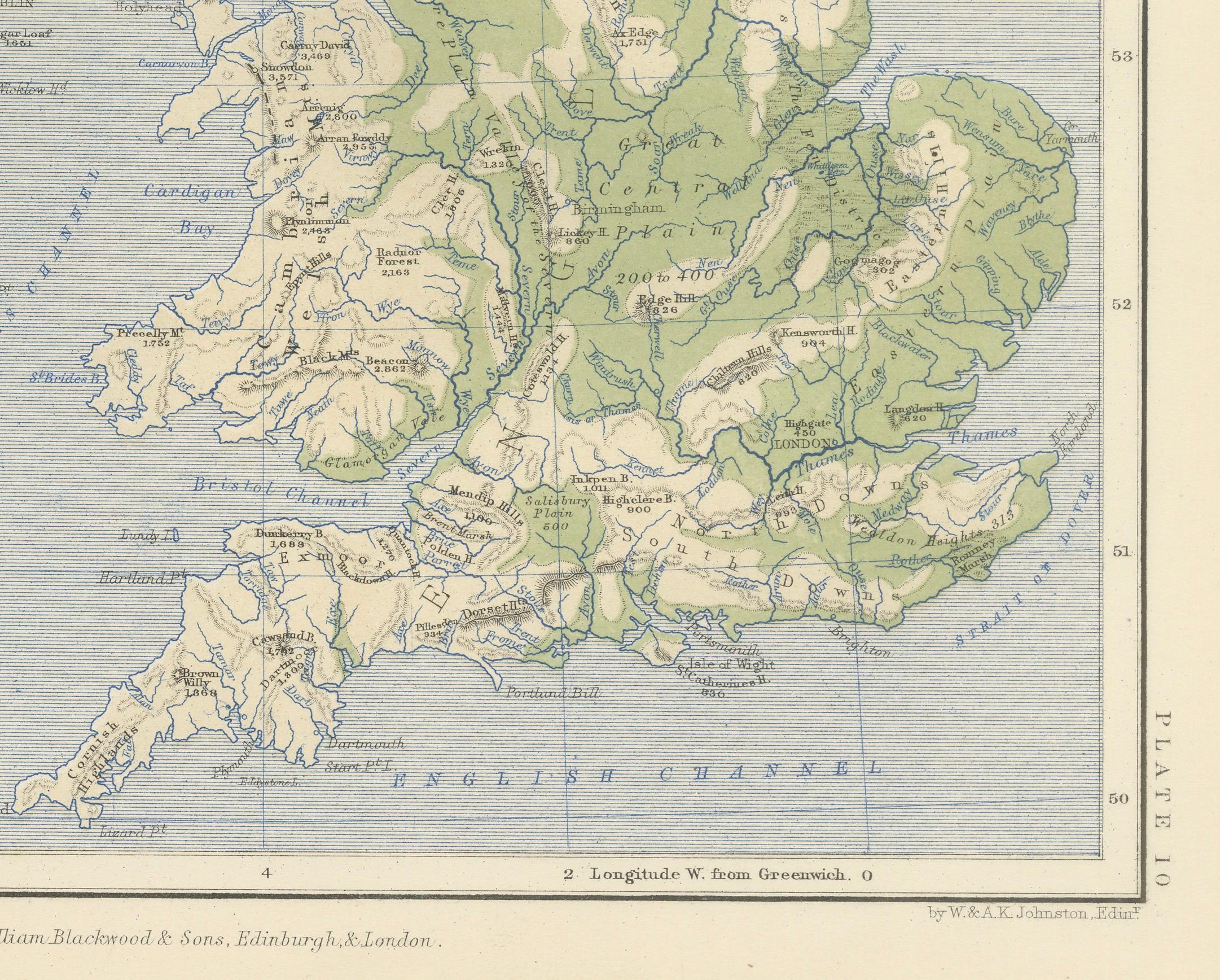 Scottish Geological Map of the British Isles by A.K. Johnston – Highlands & Valleys 1852 For Sale