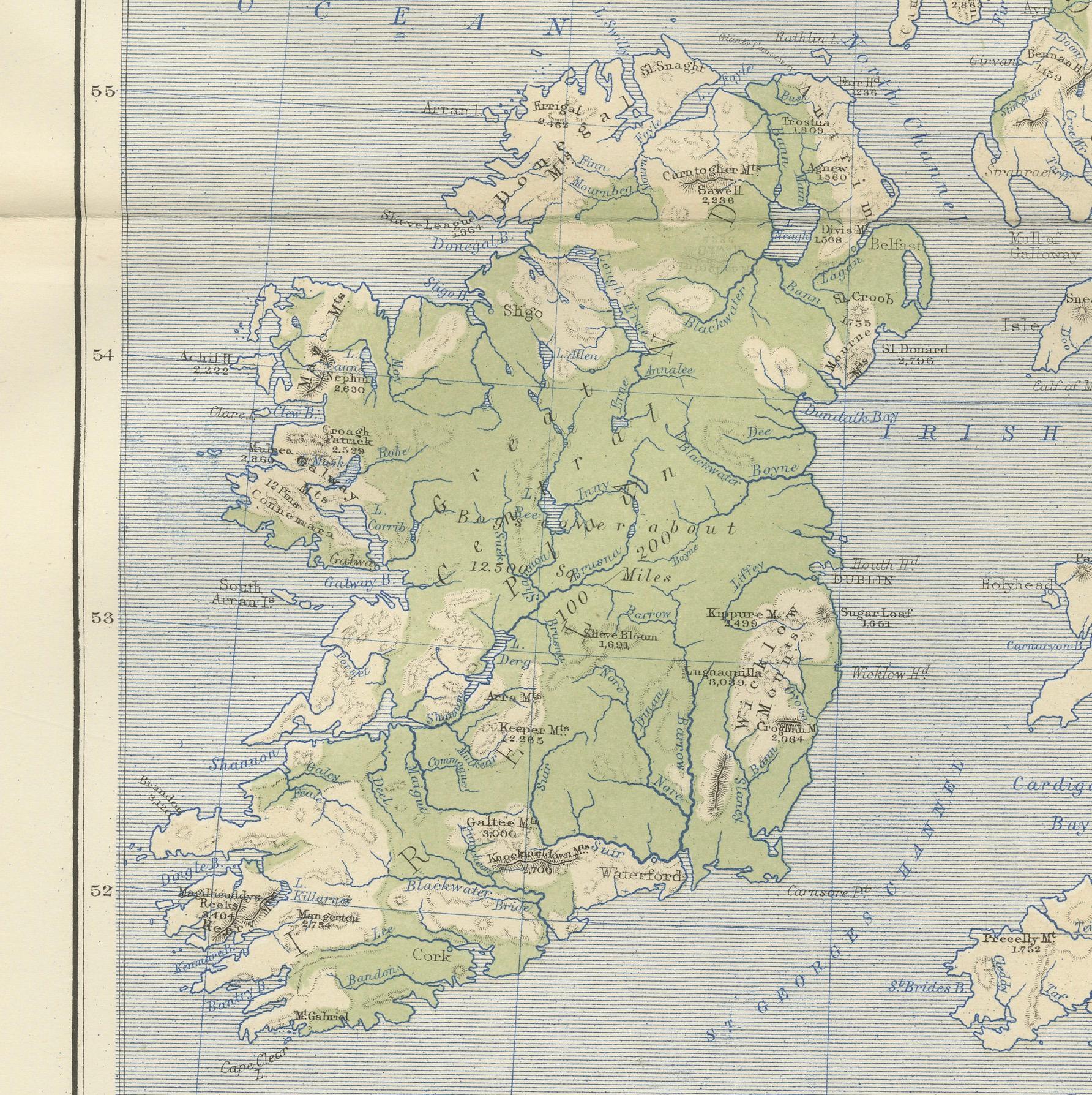 Geological Map of the British Isles by A.K. Johnston – Highlands & Valleys 1852 In Good Condition For Sale In Langweer, NL