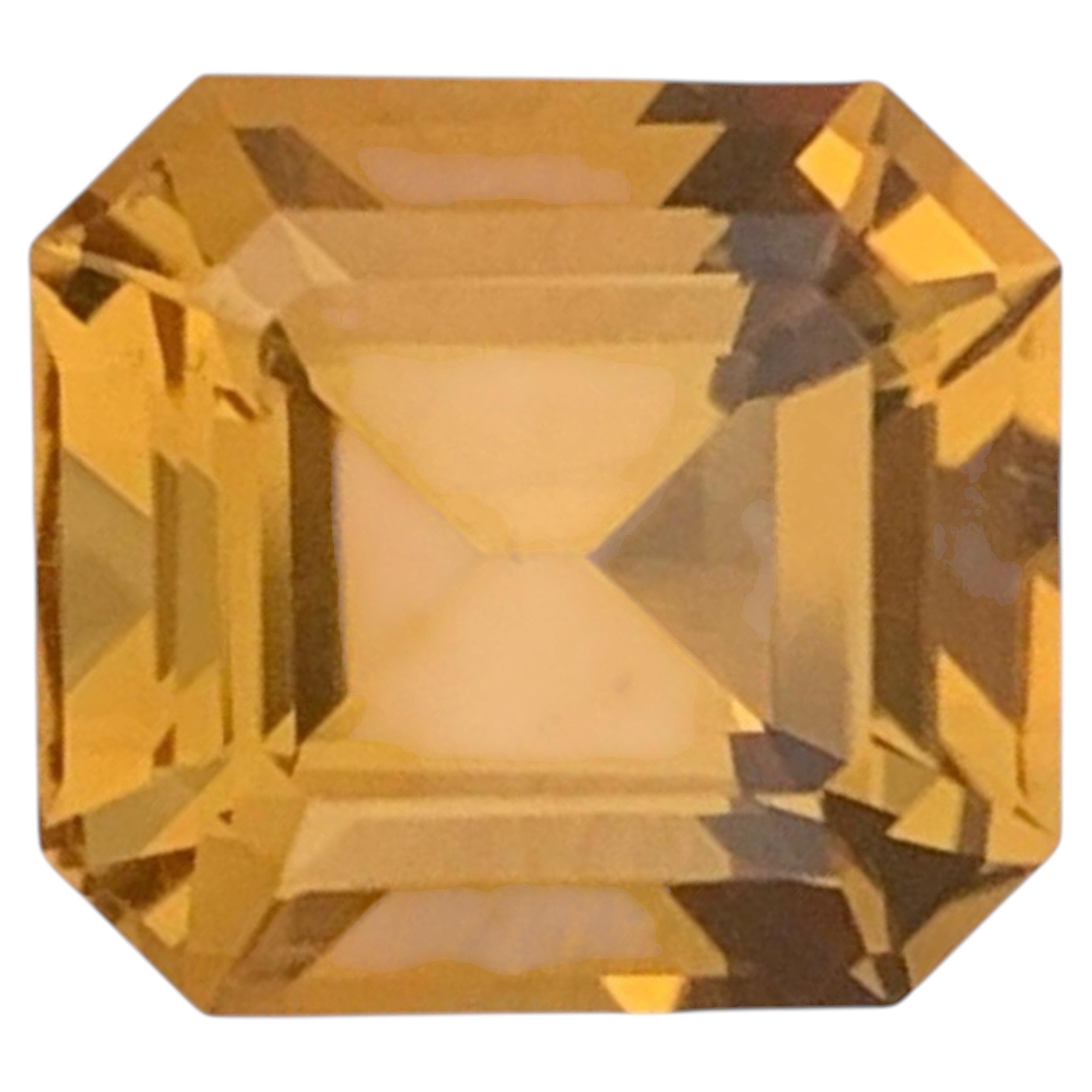 Geological Marvel Orange Citrine 4.10 Carats Emerald Cut Natural Brazilian Gem