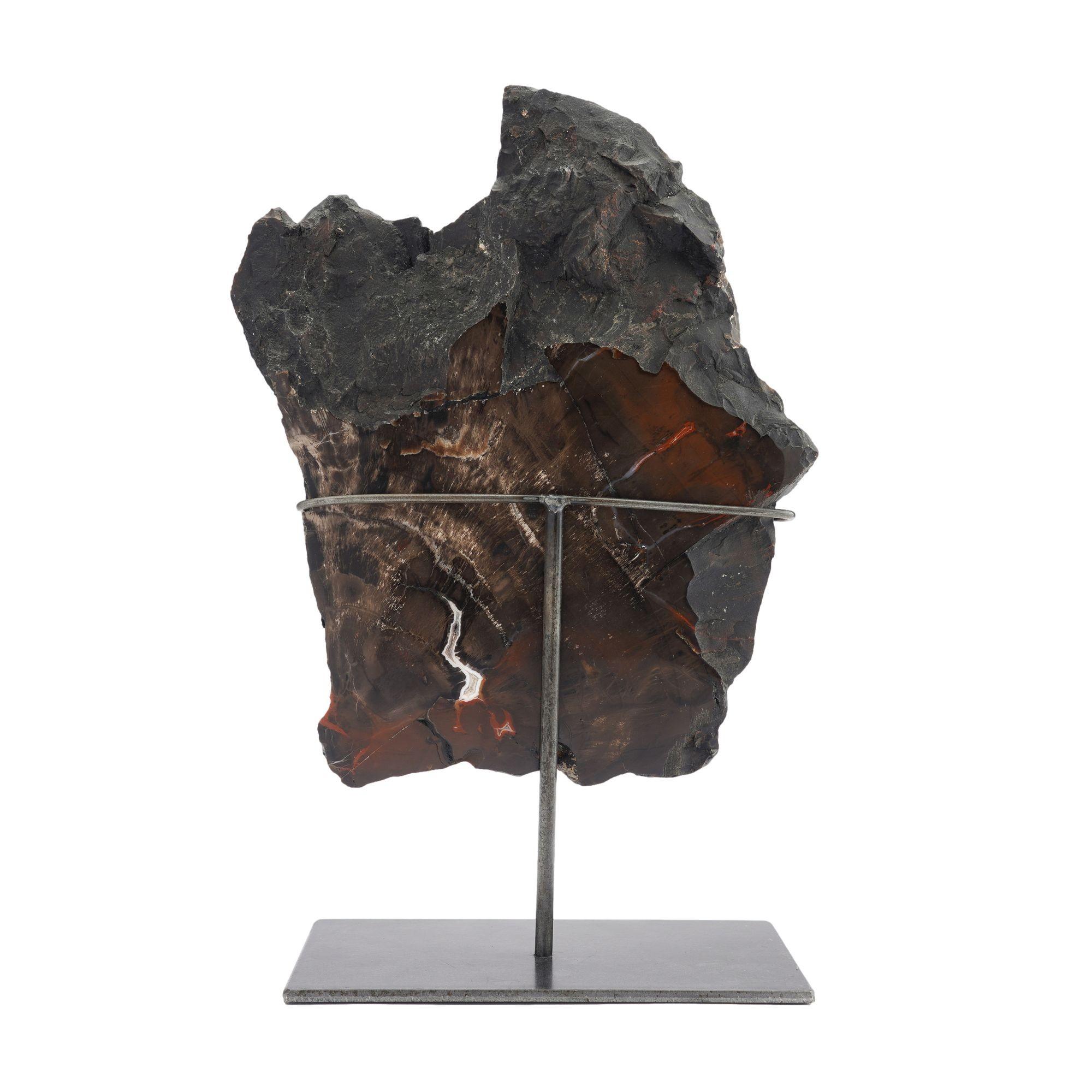 18th Century and Earlier Geological specimen of Southwestern American petrified wood on stand For Sale