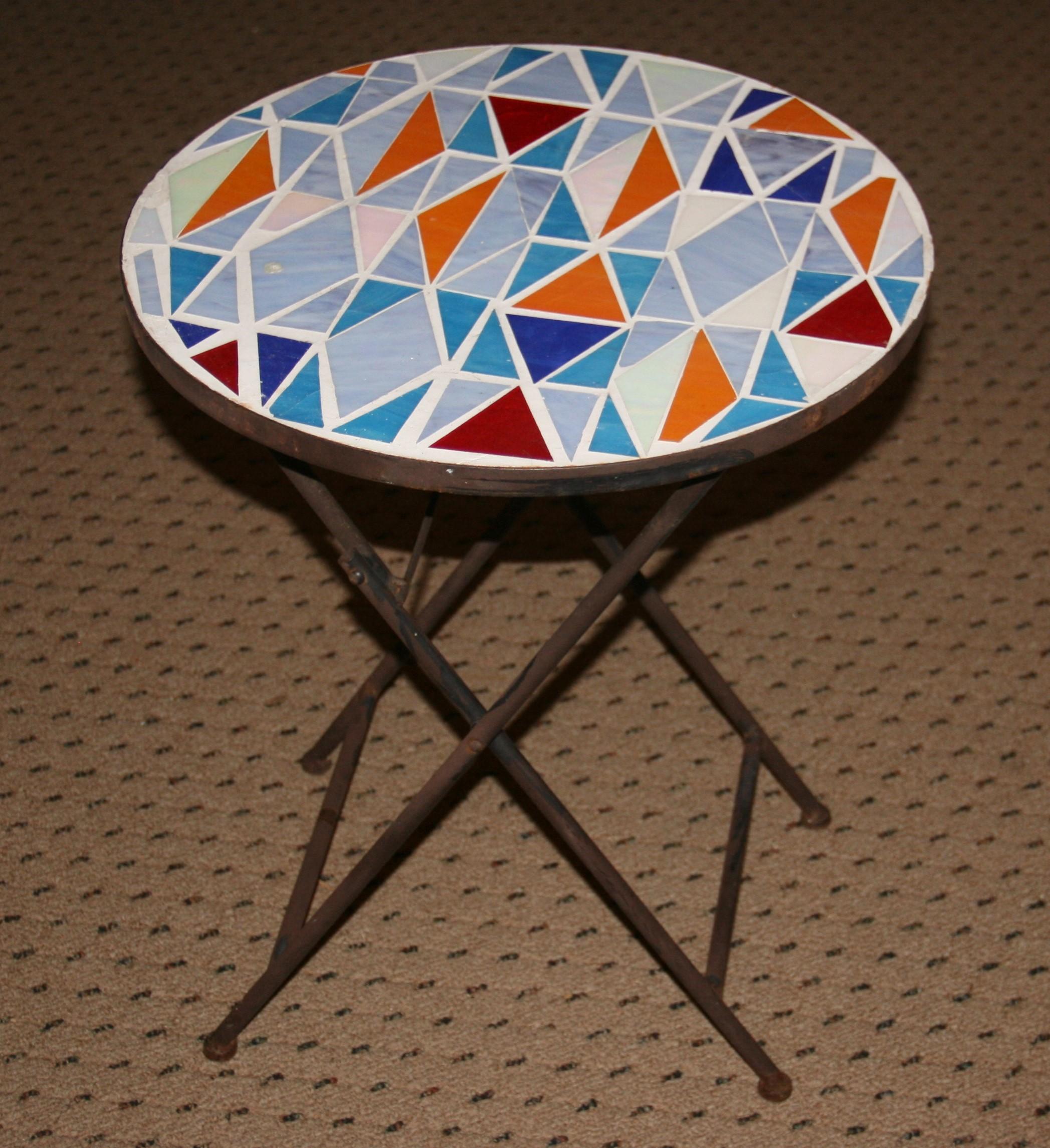 Mid-20th Century Geometic Multicolored Ceramic Folding Table For Sale