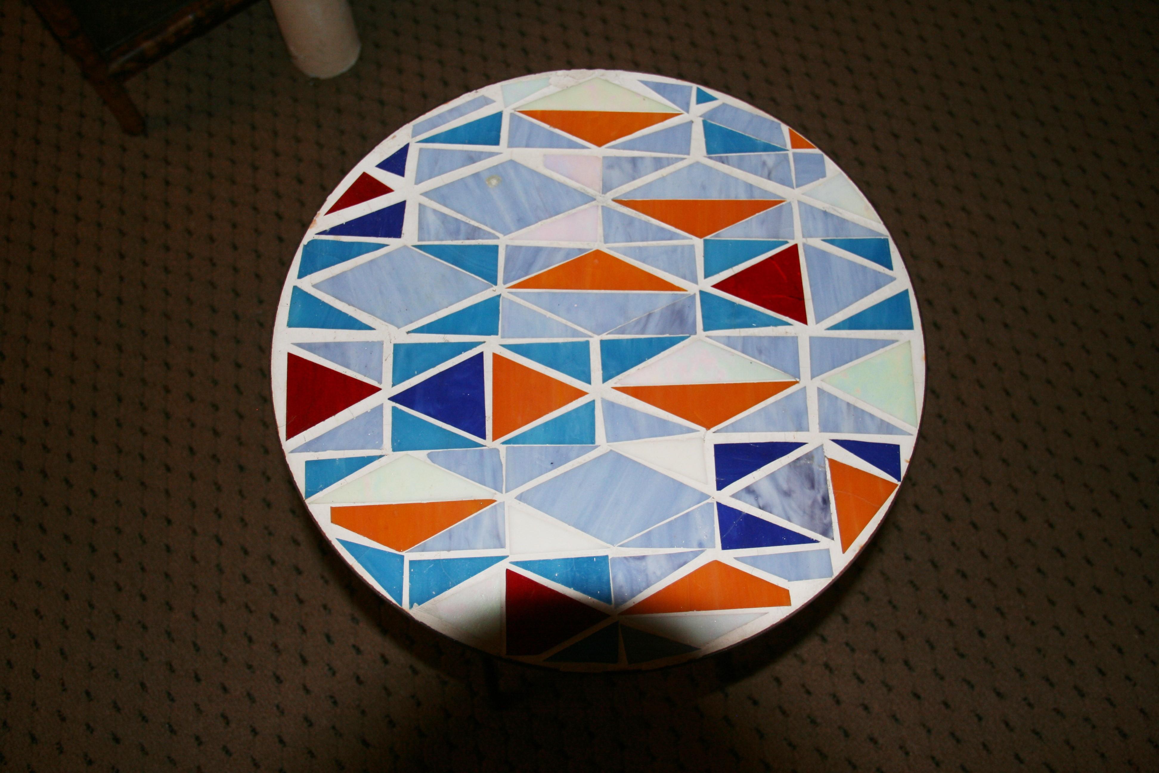 Metal Geometic Multicolored Ceramic Folding Table For Sale