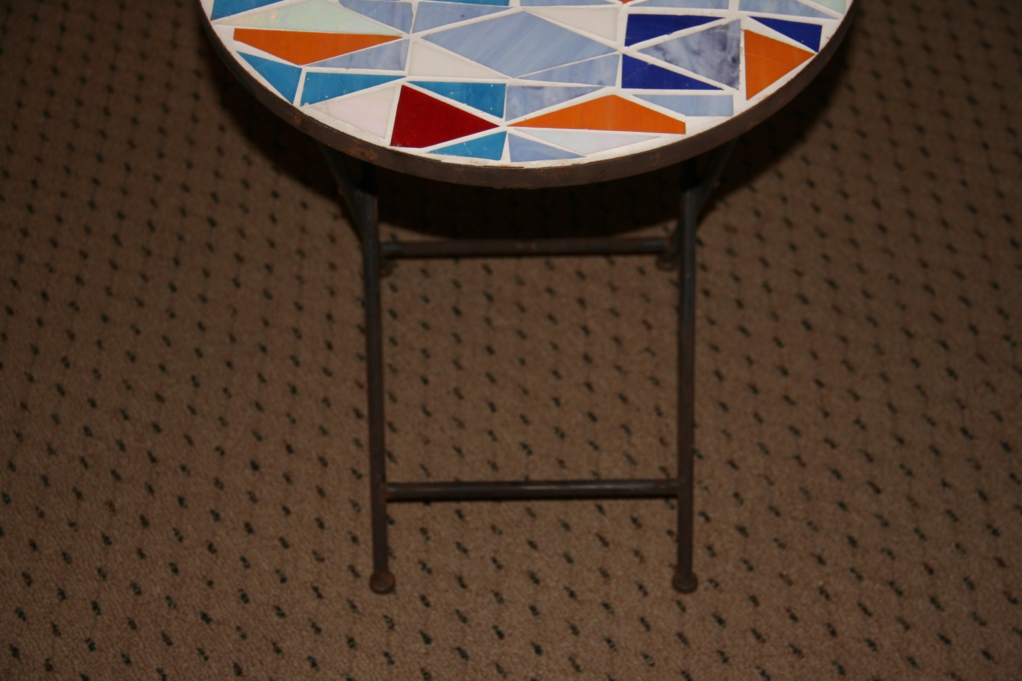 Geometic Multicolored Ceramic Folding Table For Sale 2