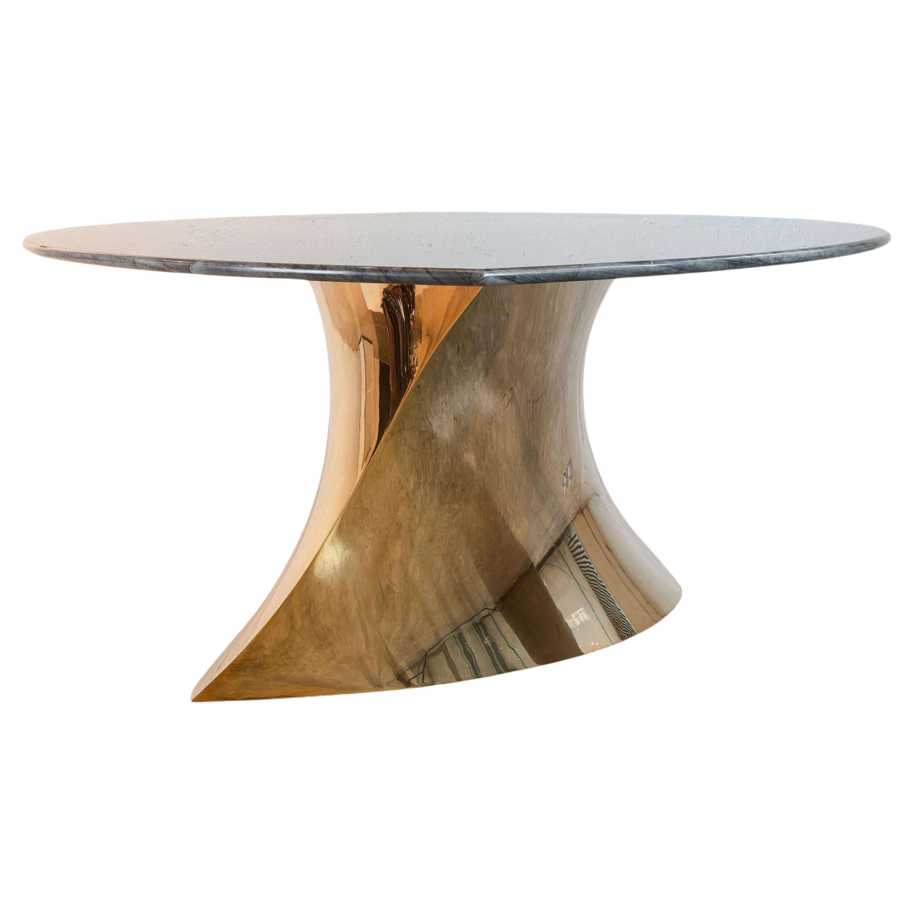 Geometra Dining Table in Polished Bronze For Sale