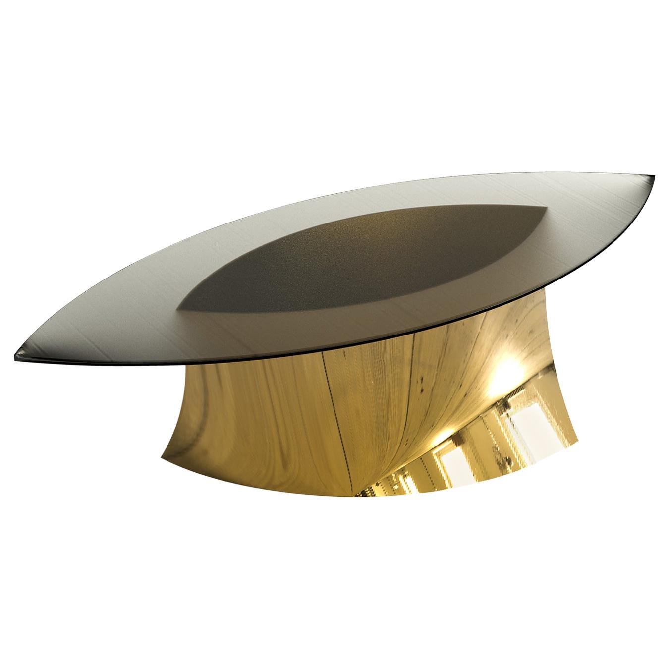 Geometra Polished Bronze Dining Table