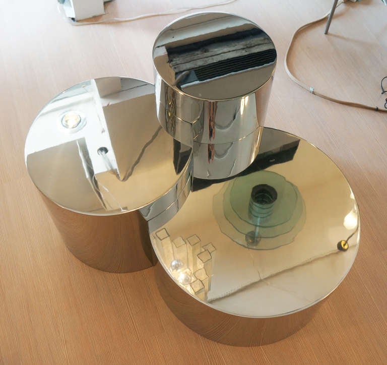 Italian Geometria Cerchi #3 Coffee Table by form A-Polished Steel Version