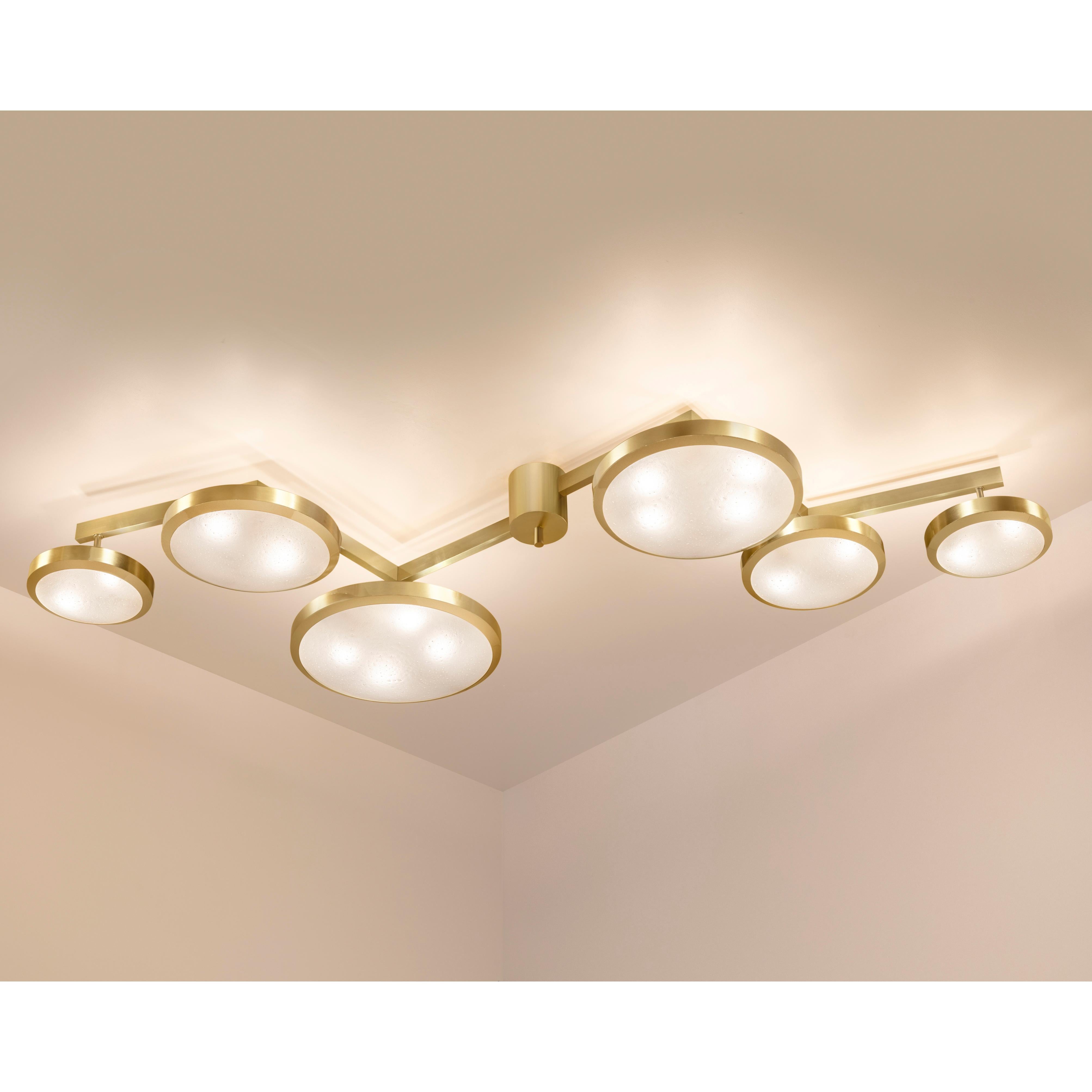 Murano Glass Geometria Sospesa Ceiling Light by Gaspare Asaro-Polished Brass Finish For Sale