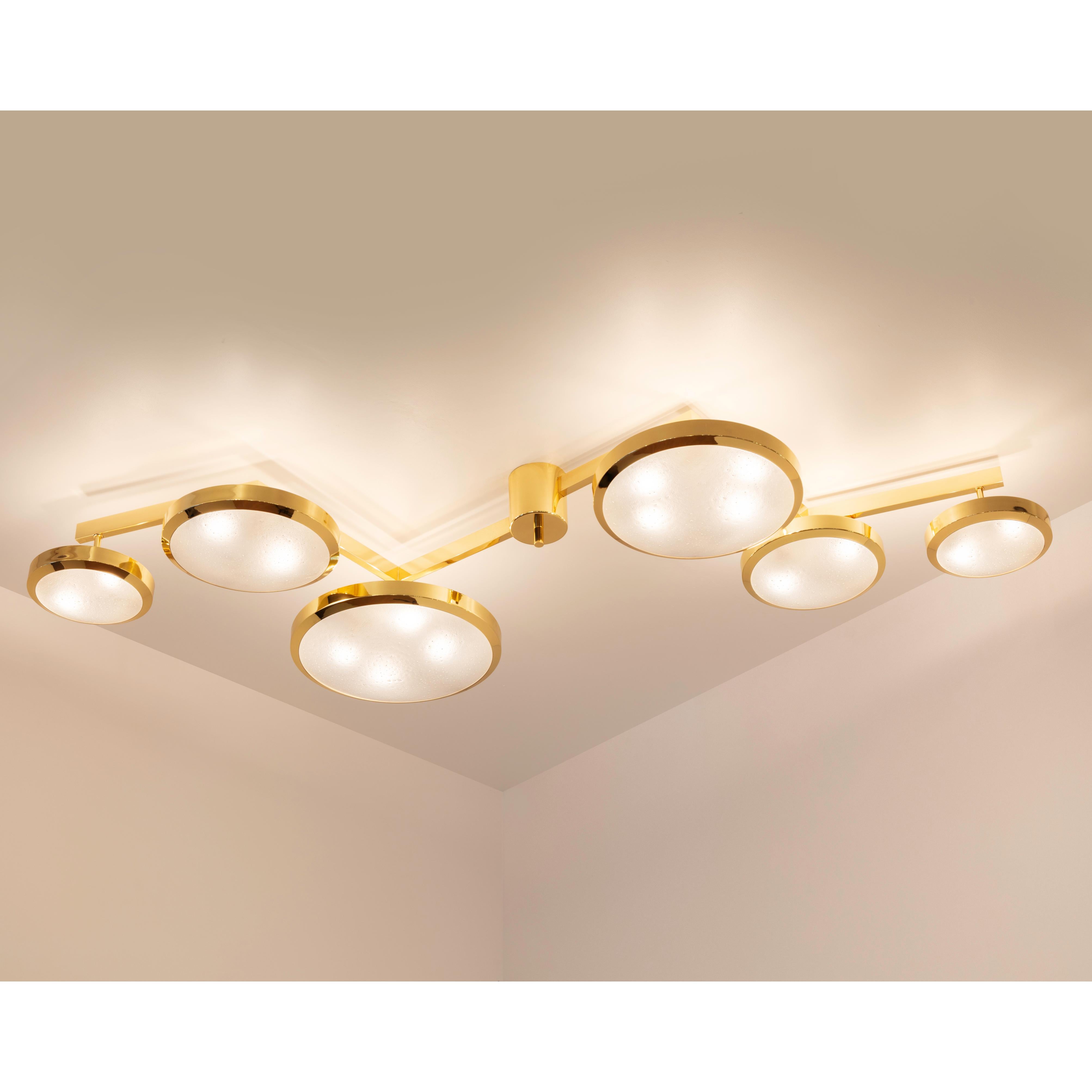 Italian Geometria Sospesa Ceiling Light by Gaspare Asaro - Polished Brass For Sale