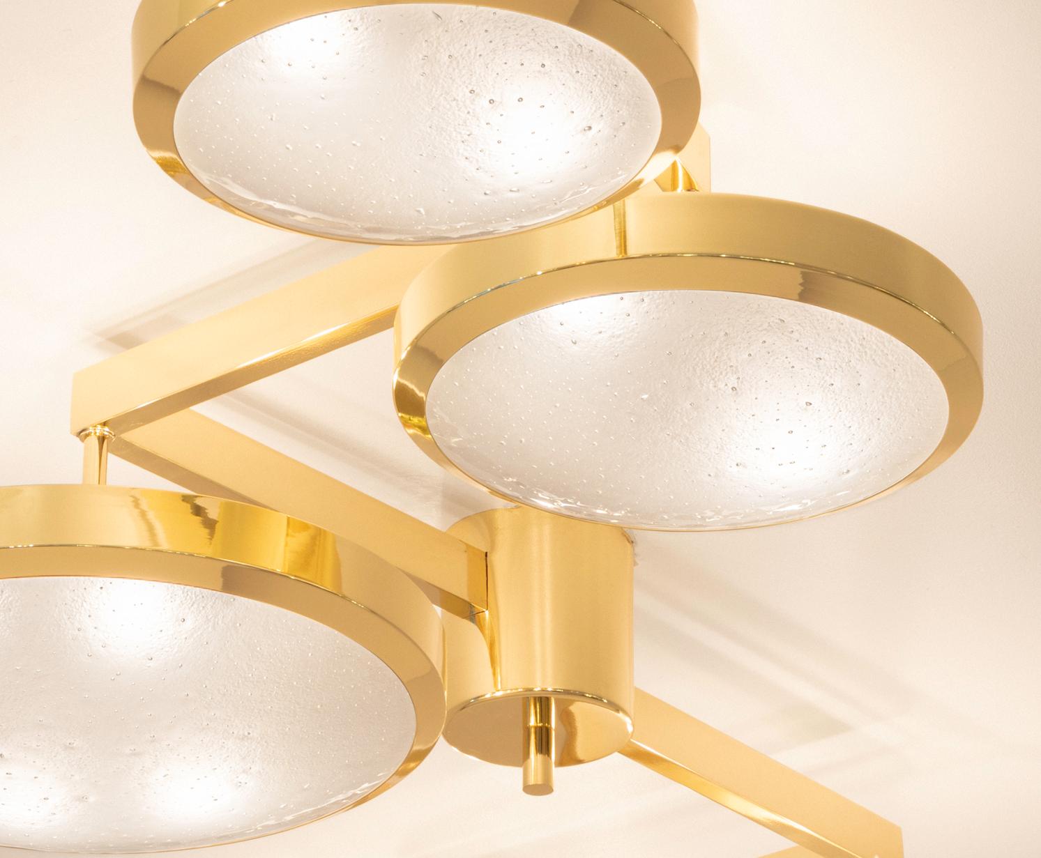 Geometria Sospesa Ceiling Light by Gaspare Asaro-Polished Brass Finish For Sale 3