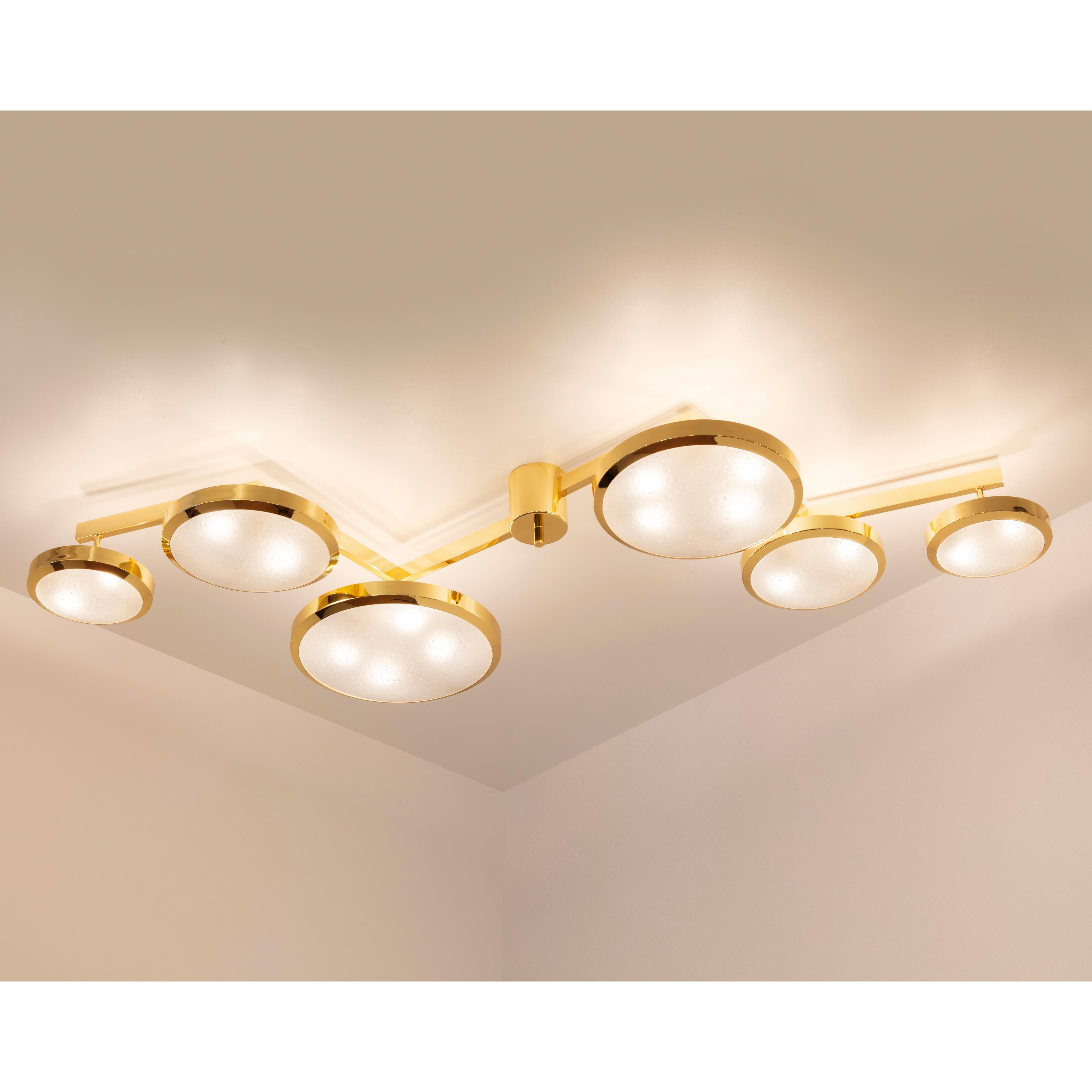 Geometria Sospesa Ceiling Light by Gaspare Asaro-Polished Brass Finish In New Condition For Sale In New York, NY