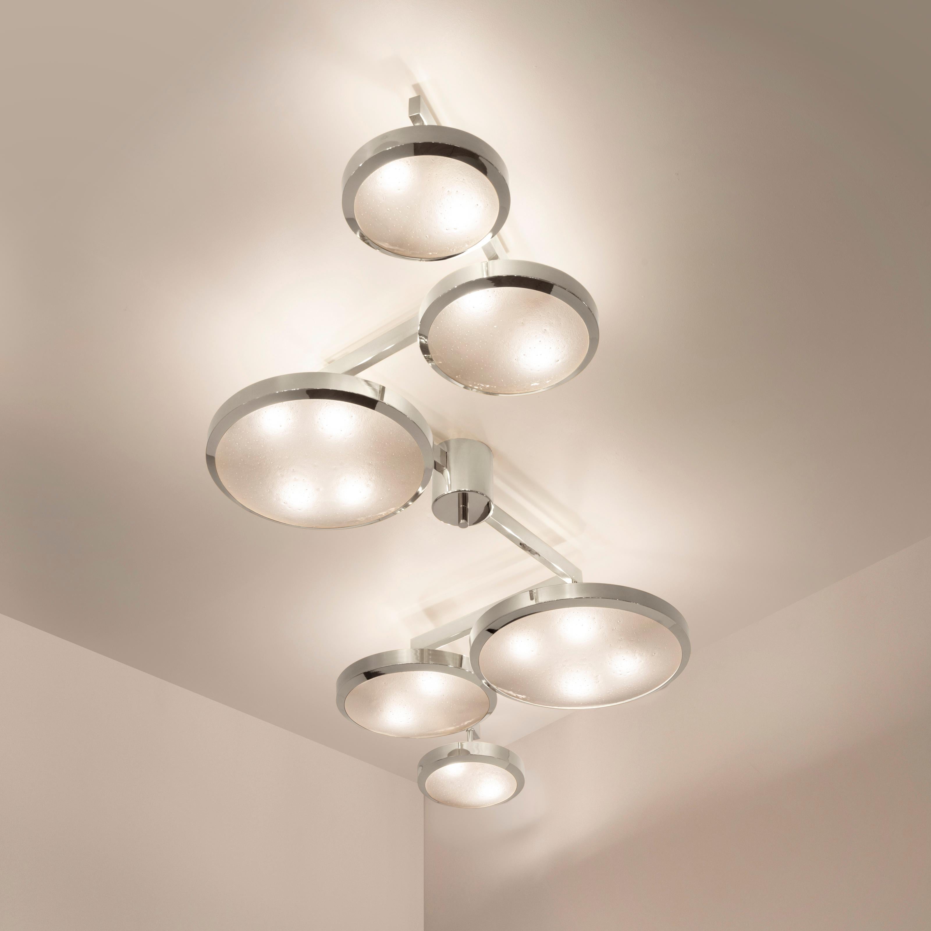 Modern Geometria Sospesa Ceiling Light by Gaspare Asaro-Polished Nickel Finish For Sale