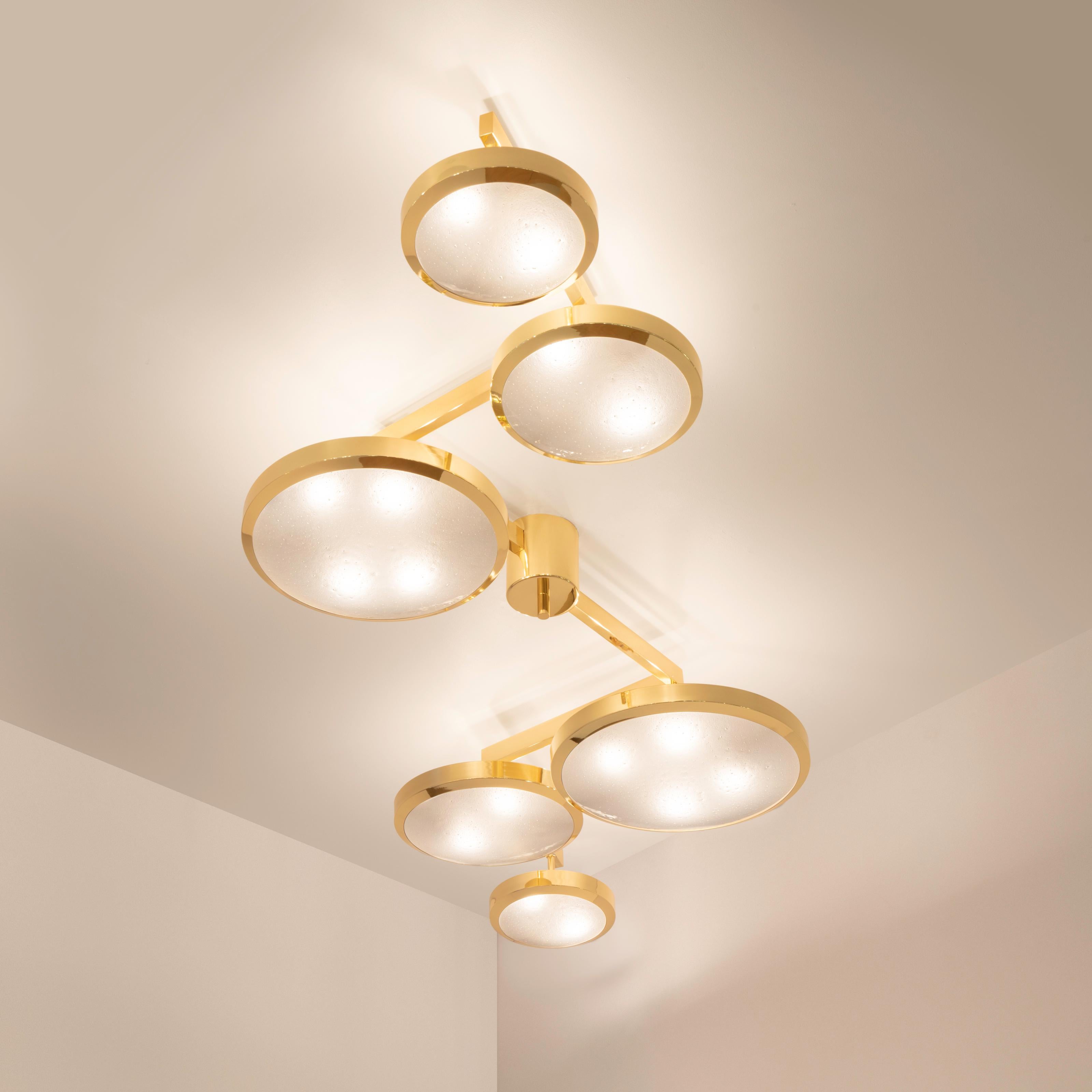 Italian Geometria Sospesa Ceiling Light by Gaspare Asaro-Polished Nickel Finish For Sale
