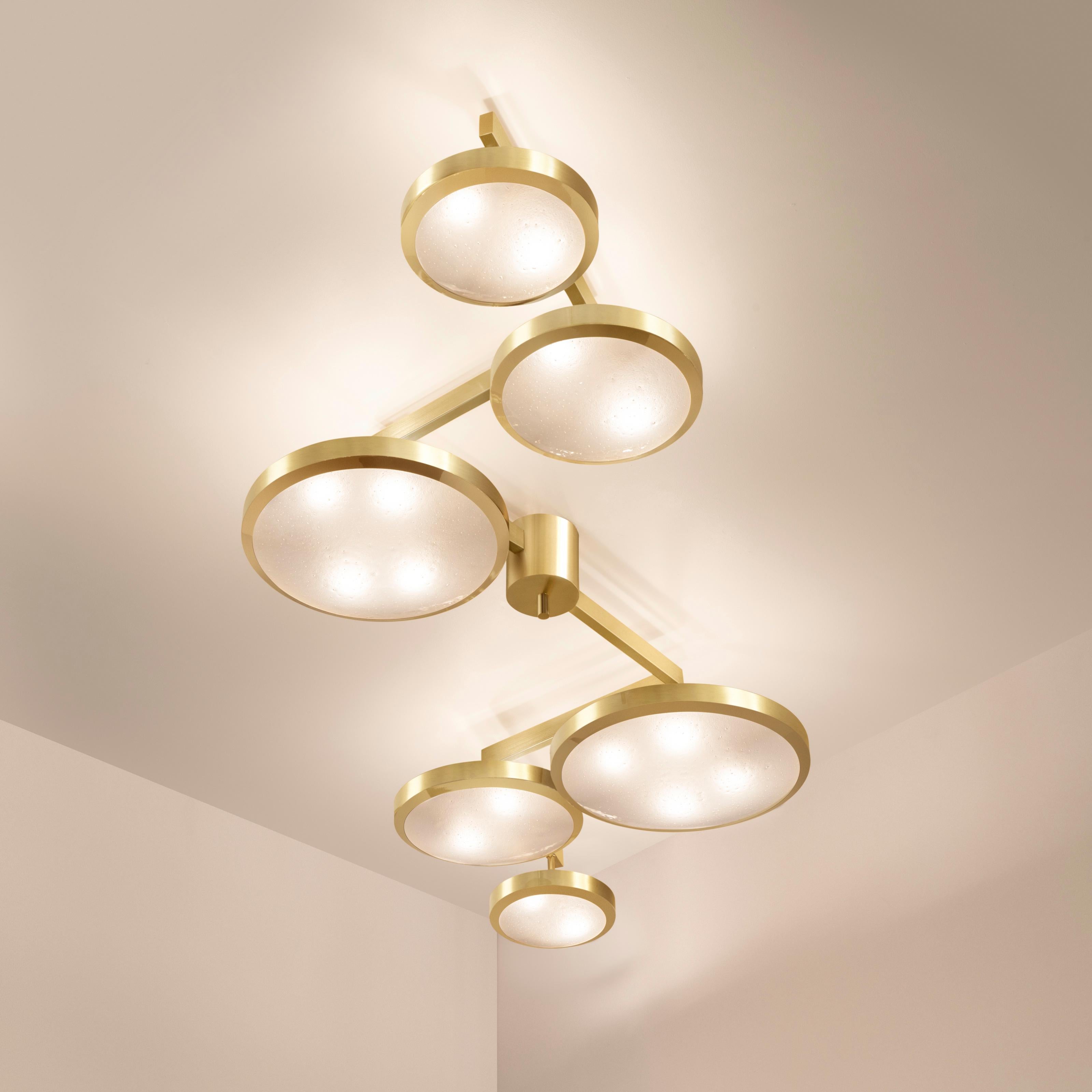 Modern Geometria Sospesa Ceiling Light by Gaspare Asaro-Satin Brass Finish For Sale