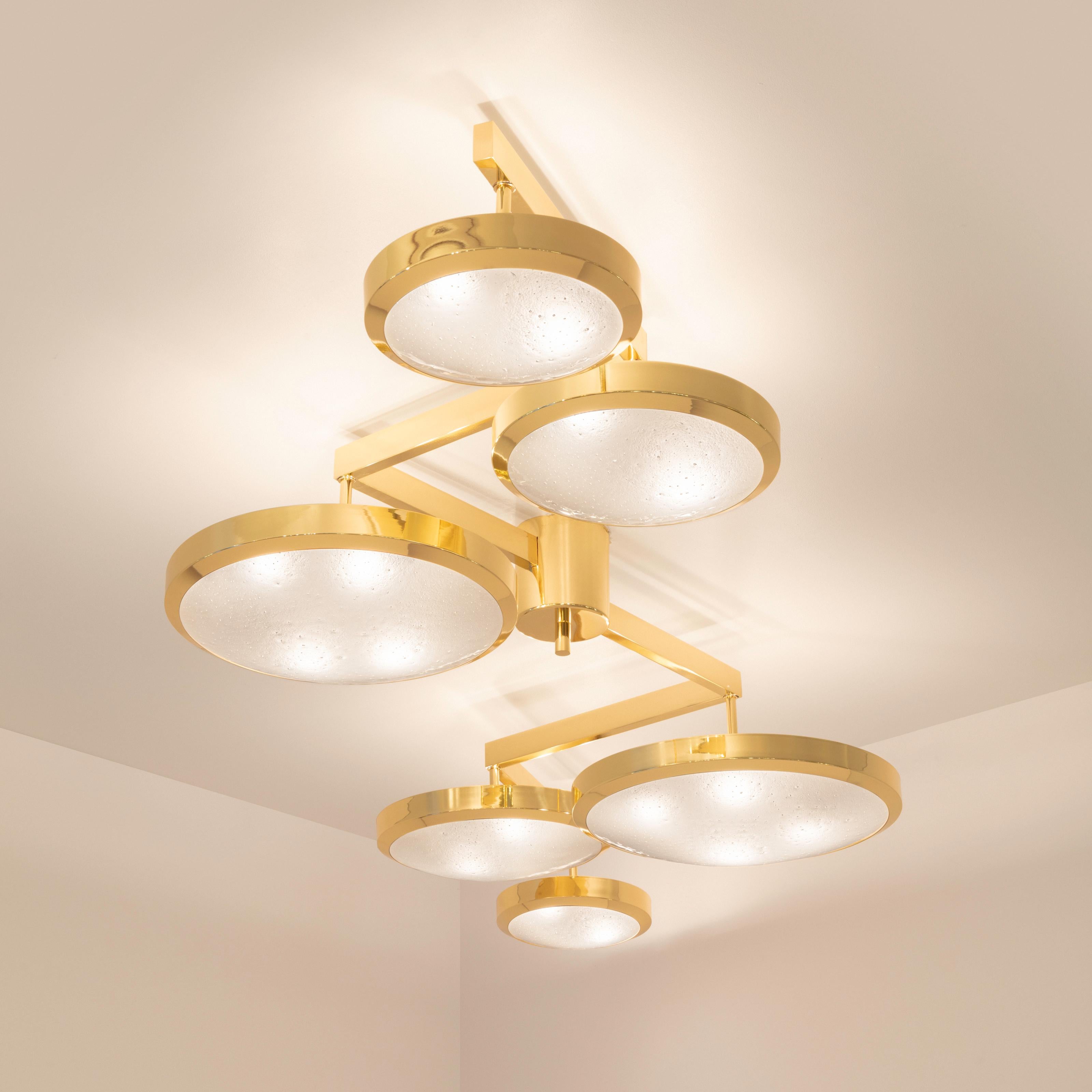 Italian Geometria Sospesa Ceiling Light by Gaspare Asaro-Satin Brass Finish For Sale