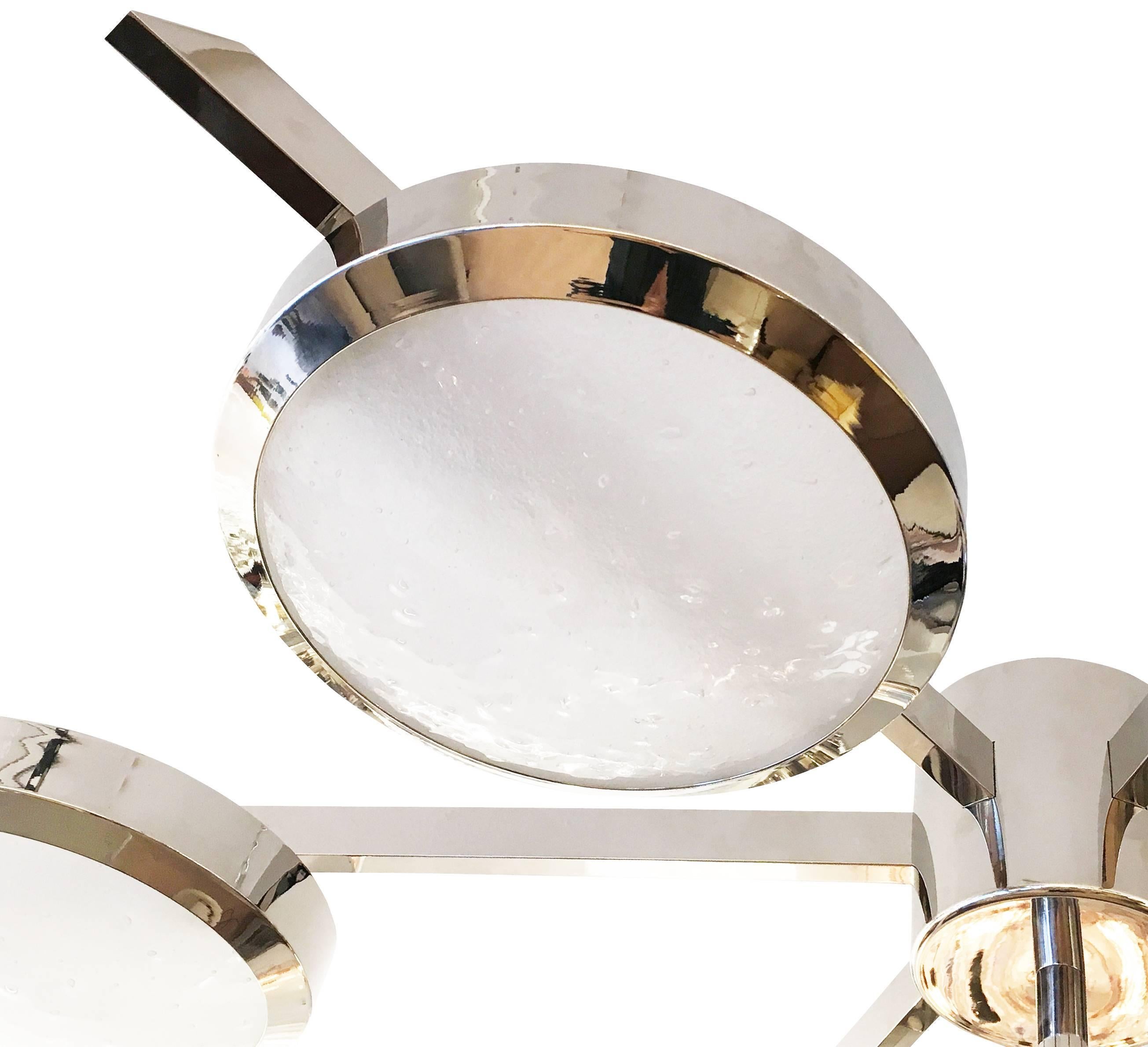 Sei Ceiling Light by Gaspare Asaro-Nickel Finish In New Condition For Sale In New York, NY