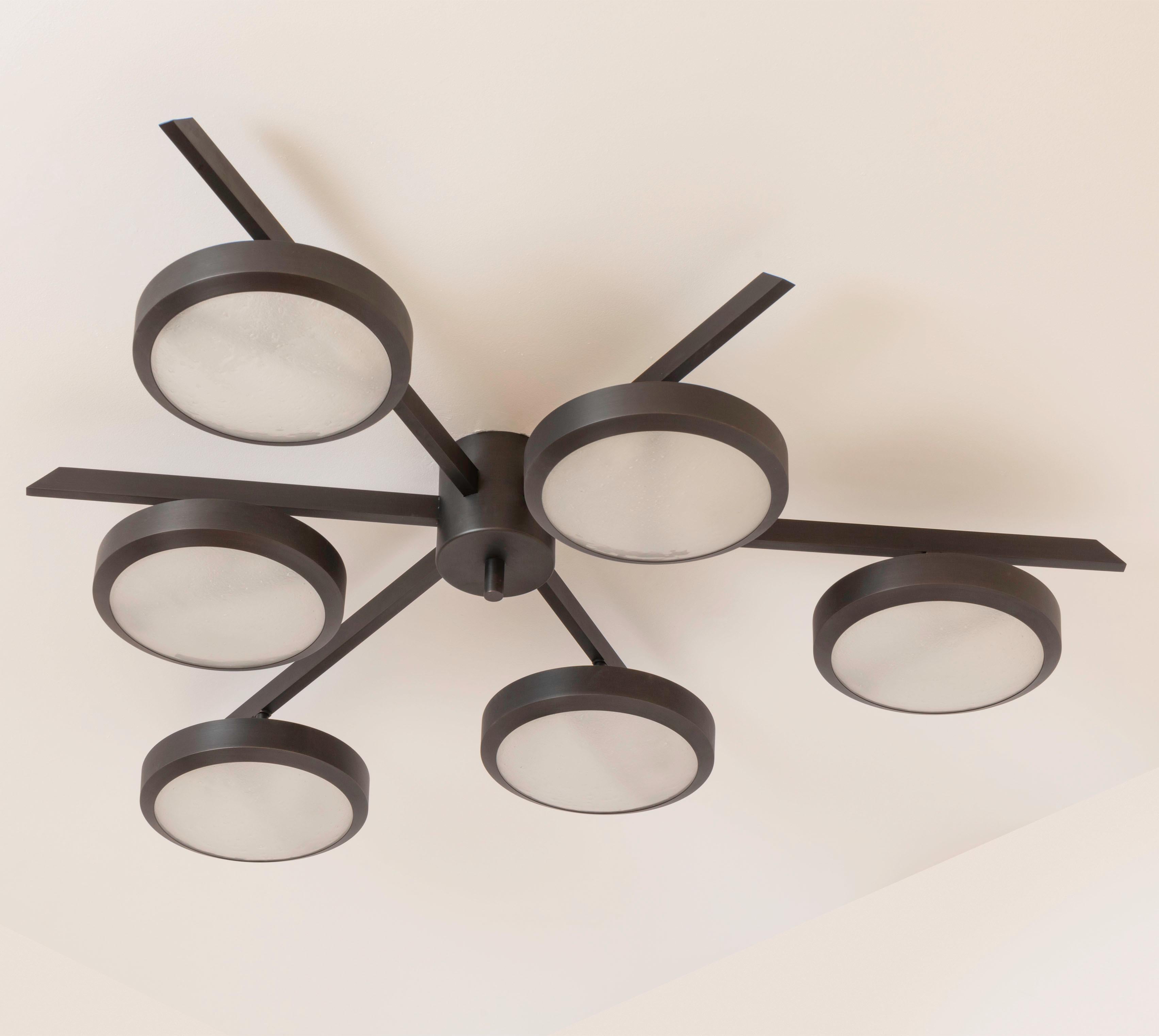 Brass Sei Ceiling Light by Gaspare Asaro-Black Bronze Finish For Sale