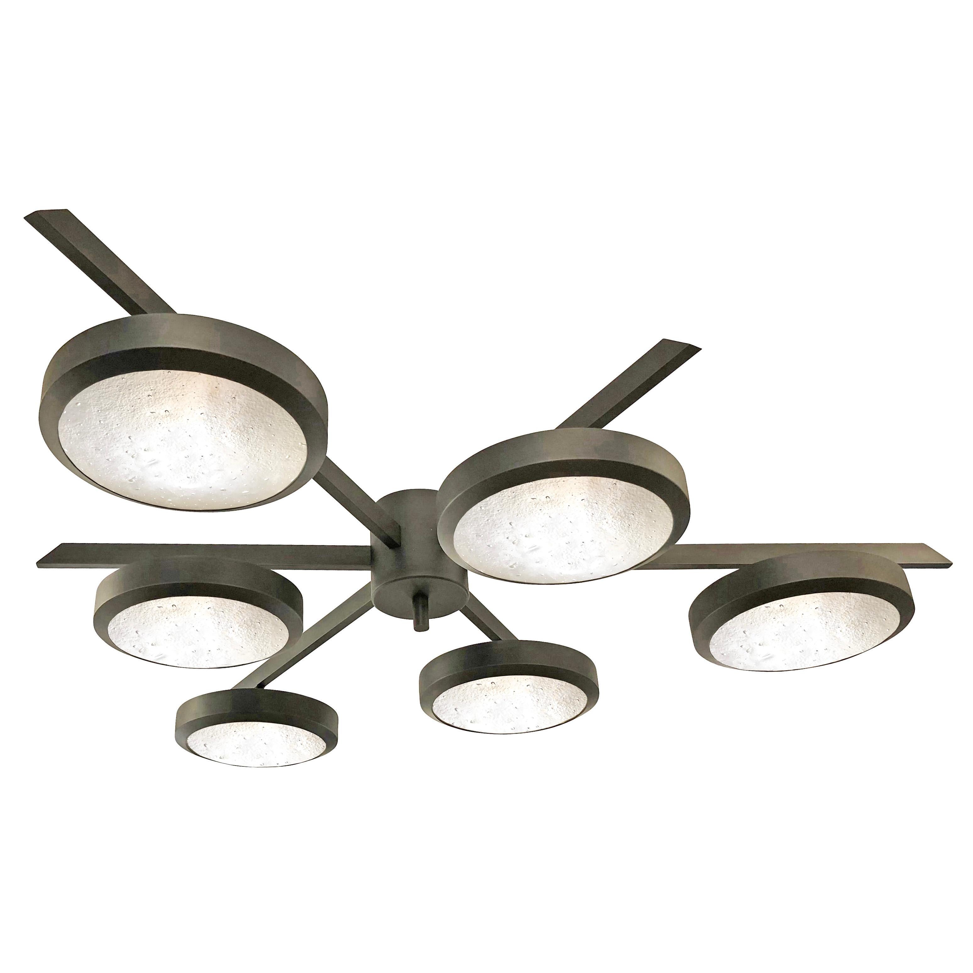 Sei Ceiling Light by Gaspare Asaro-Black Bronze Finish For Sale