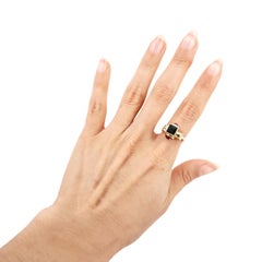 Geometric 14kt yellow Gold Ring with Green and Pink Tourmalines