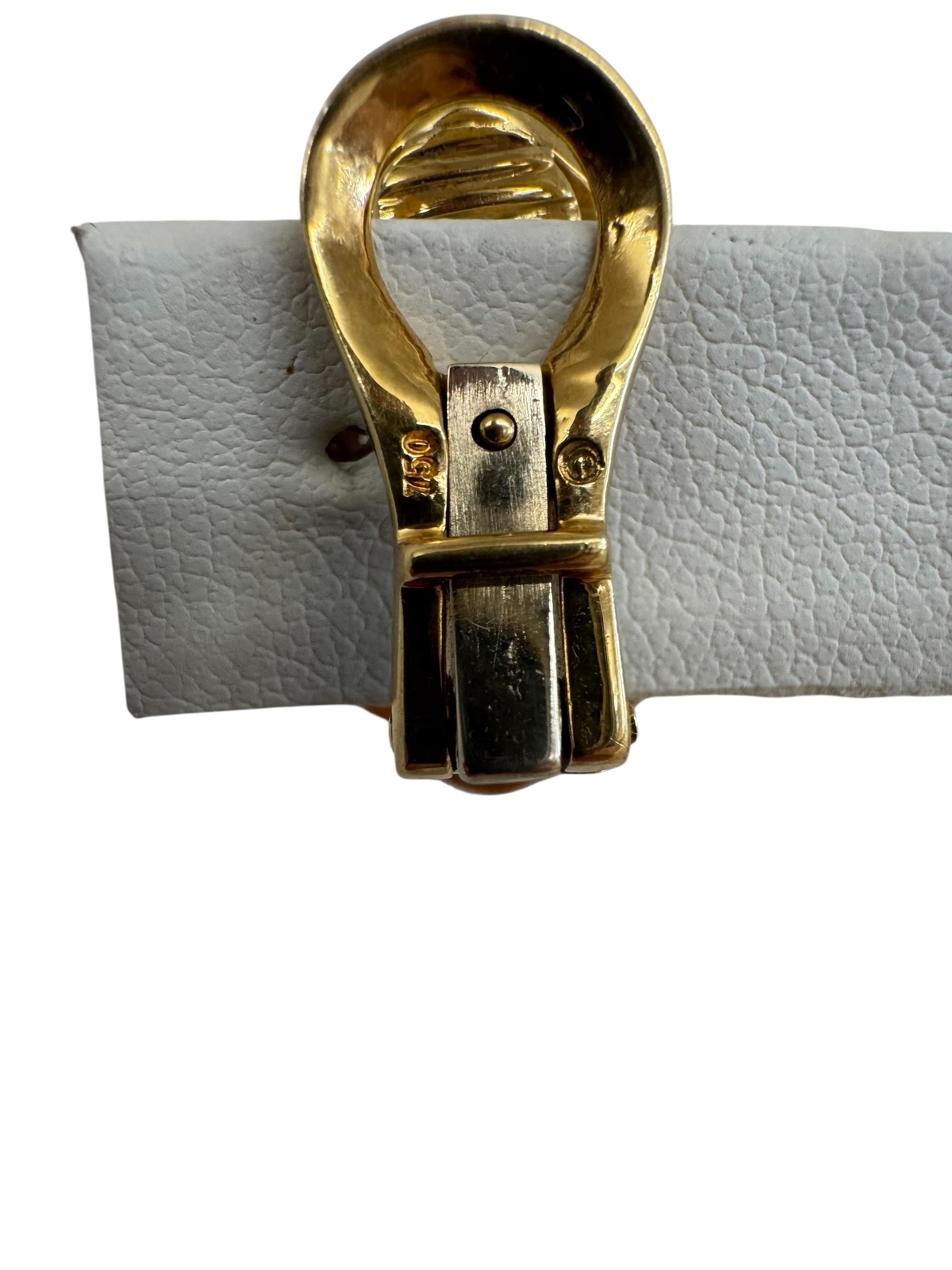 Femenino o masculino Pendientes de clip geométricos de oro amarillo de 18 quilates y diamantes en venta