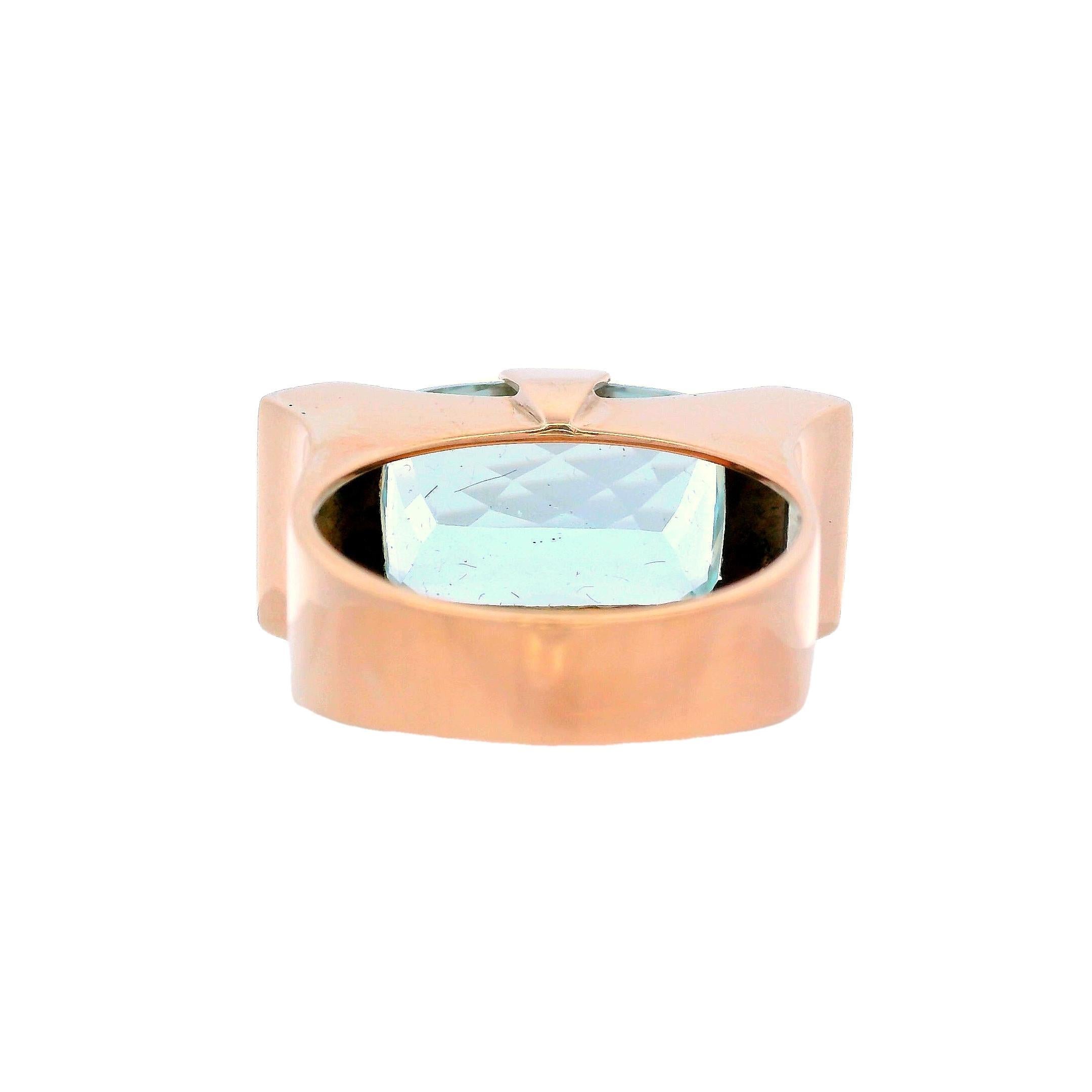 Geometric 18k yellow Gold Ring with Aquamarine For Sale 1