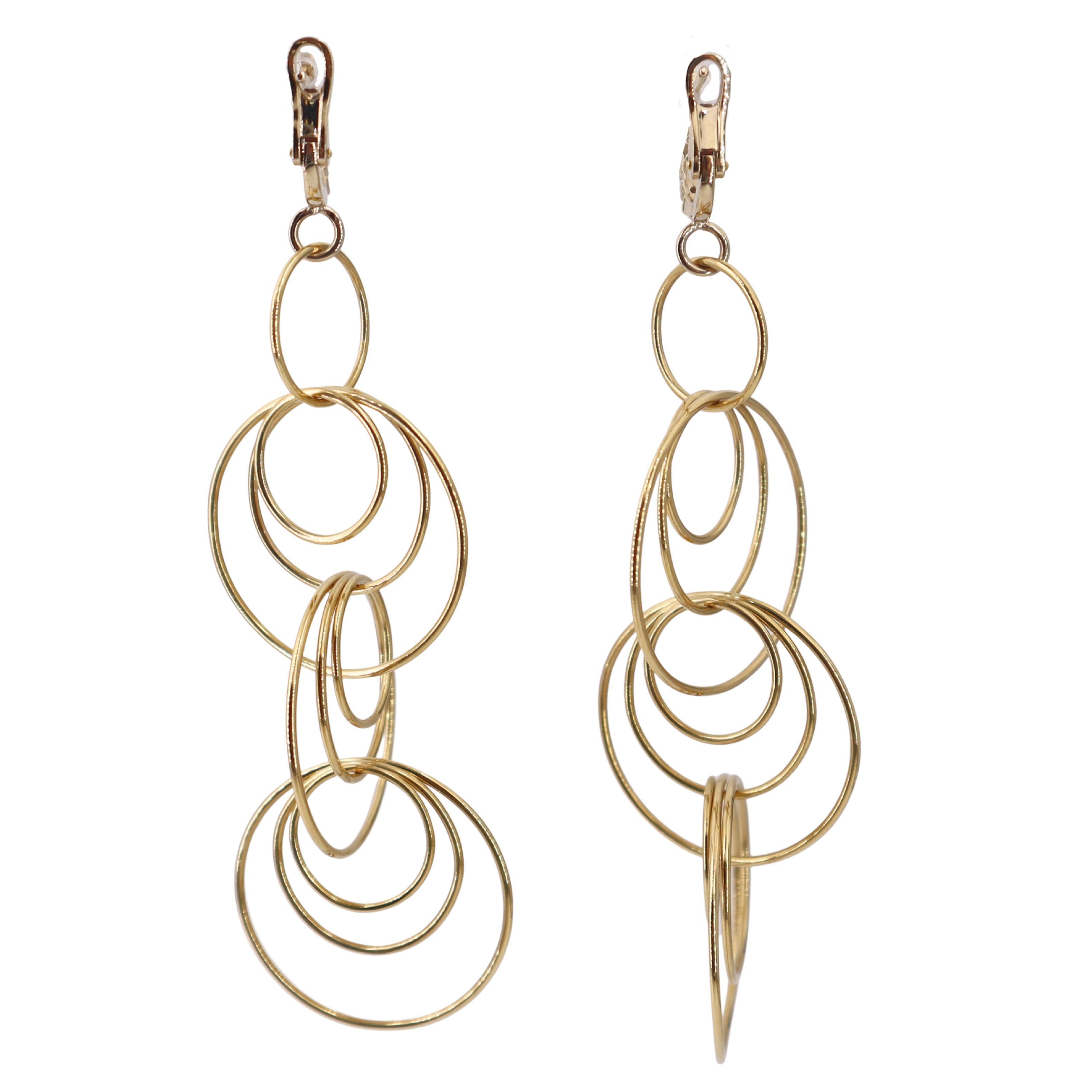 da uomo o donna Orecchini geometrici in oro giallo 18kt con diamanti in vendita