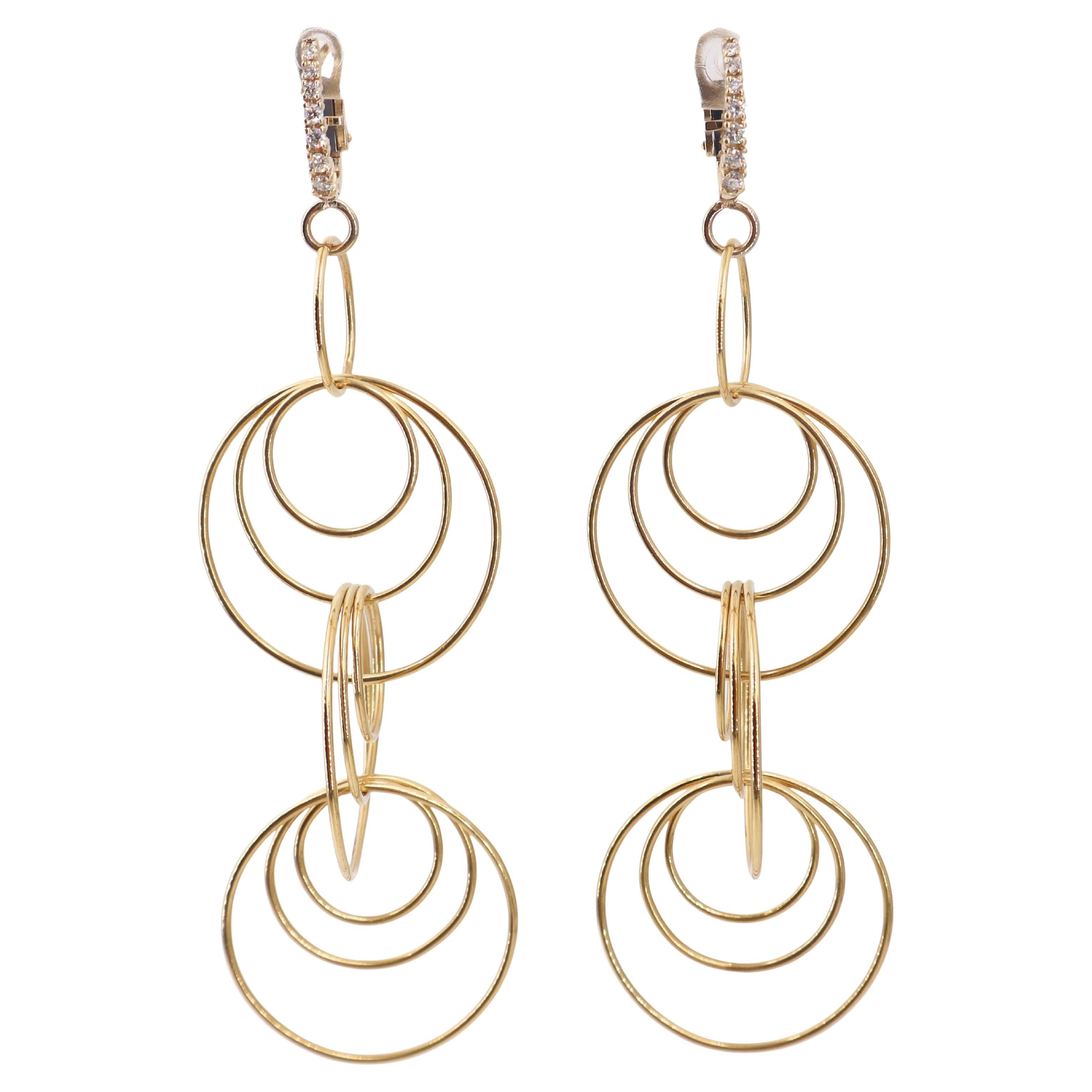 Geometric 18kt yellow Gold Drop Earrings with Diamonds
