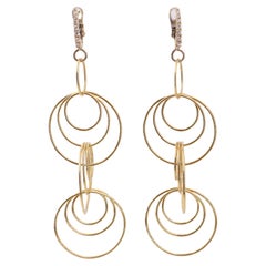 Geometric 18kt yellow Gold Drop Earrings with Diamonds