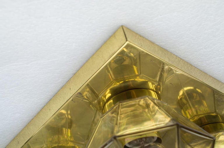 Geometric 4-Light Limburg Brass and Glass Wall or Ceiling Lamp, Germany, 1960s For Sale 7
